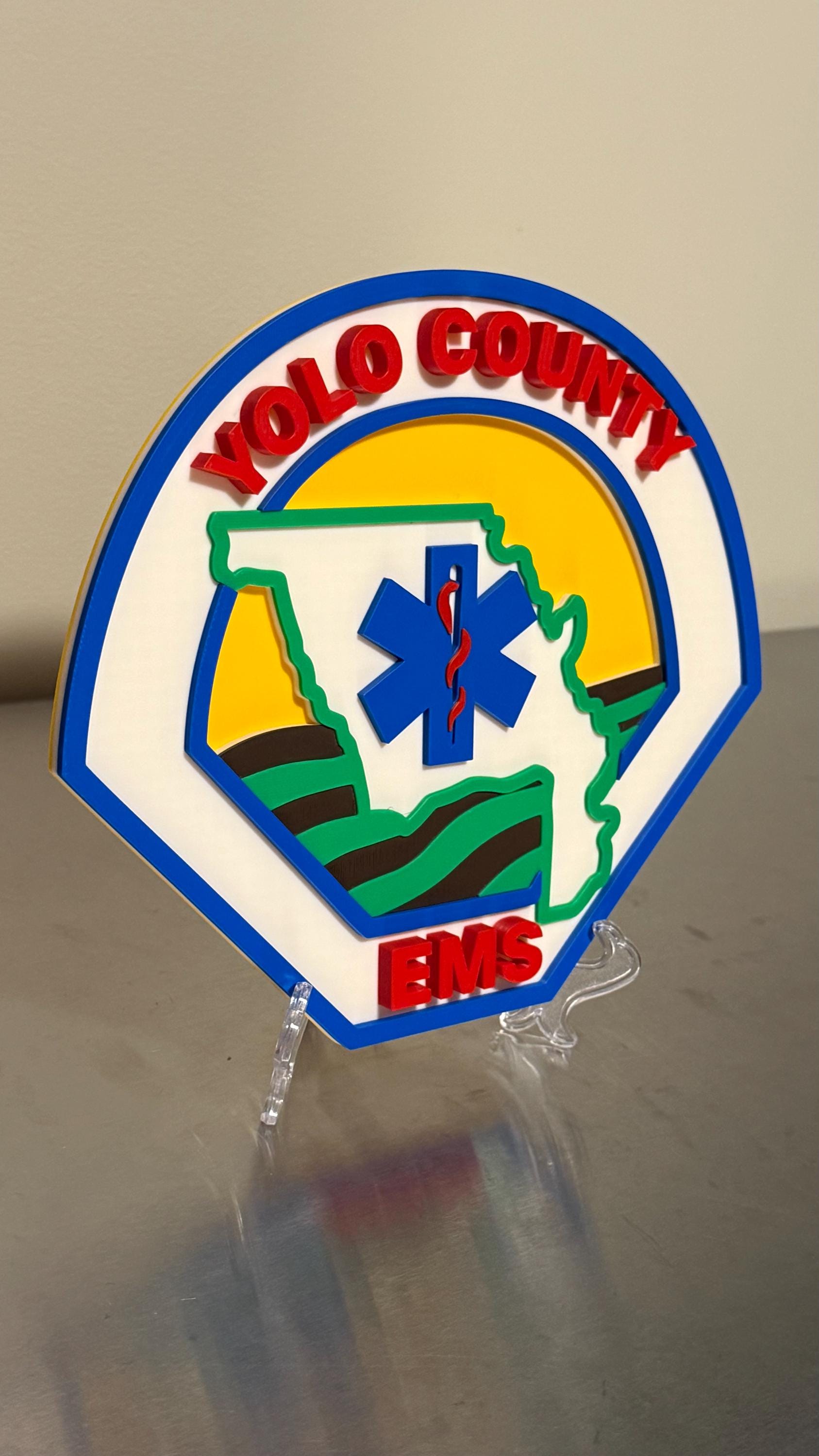 YOLO County EMS 3D Plaque First Responder Wall Art CA Display Plaque California