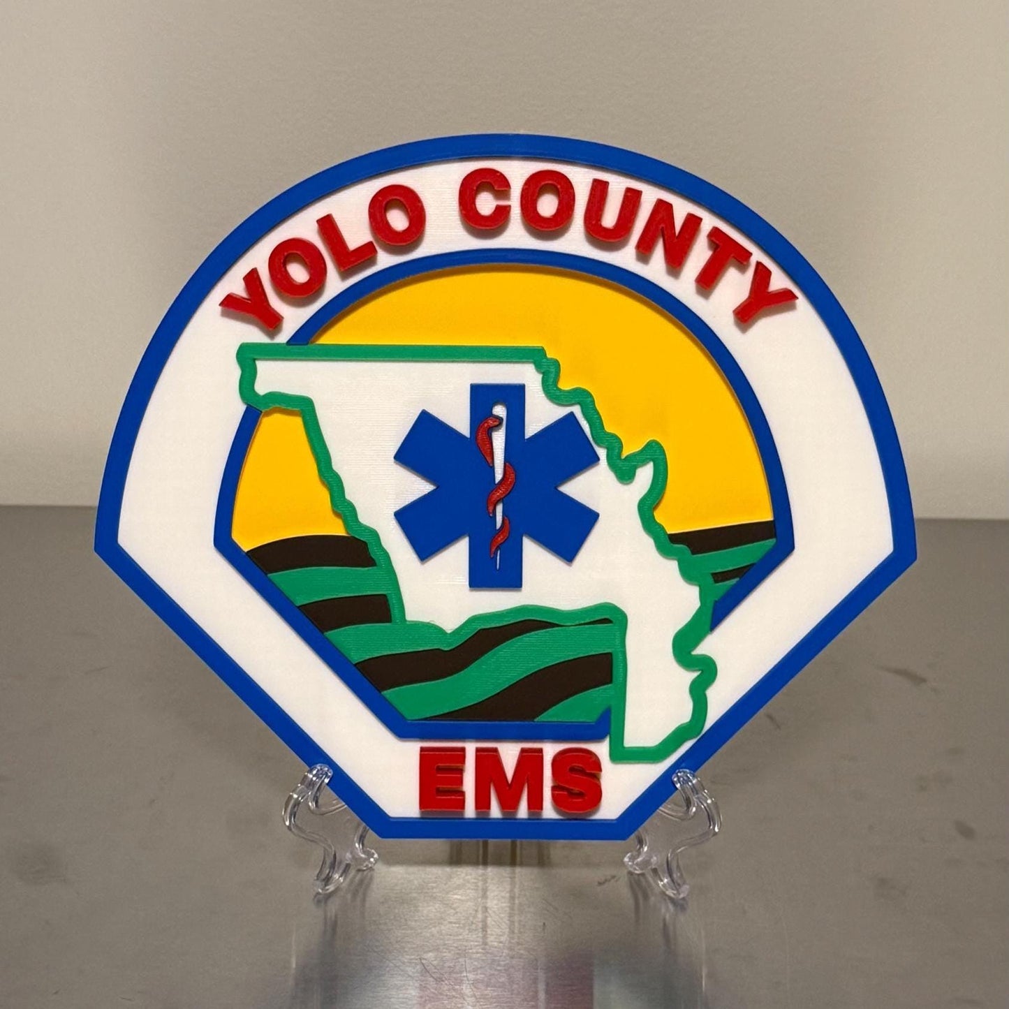 YOLO County EMS 3D Plaque First Responder Wall Art CA Display Plaque California