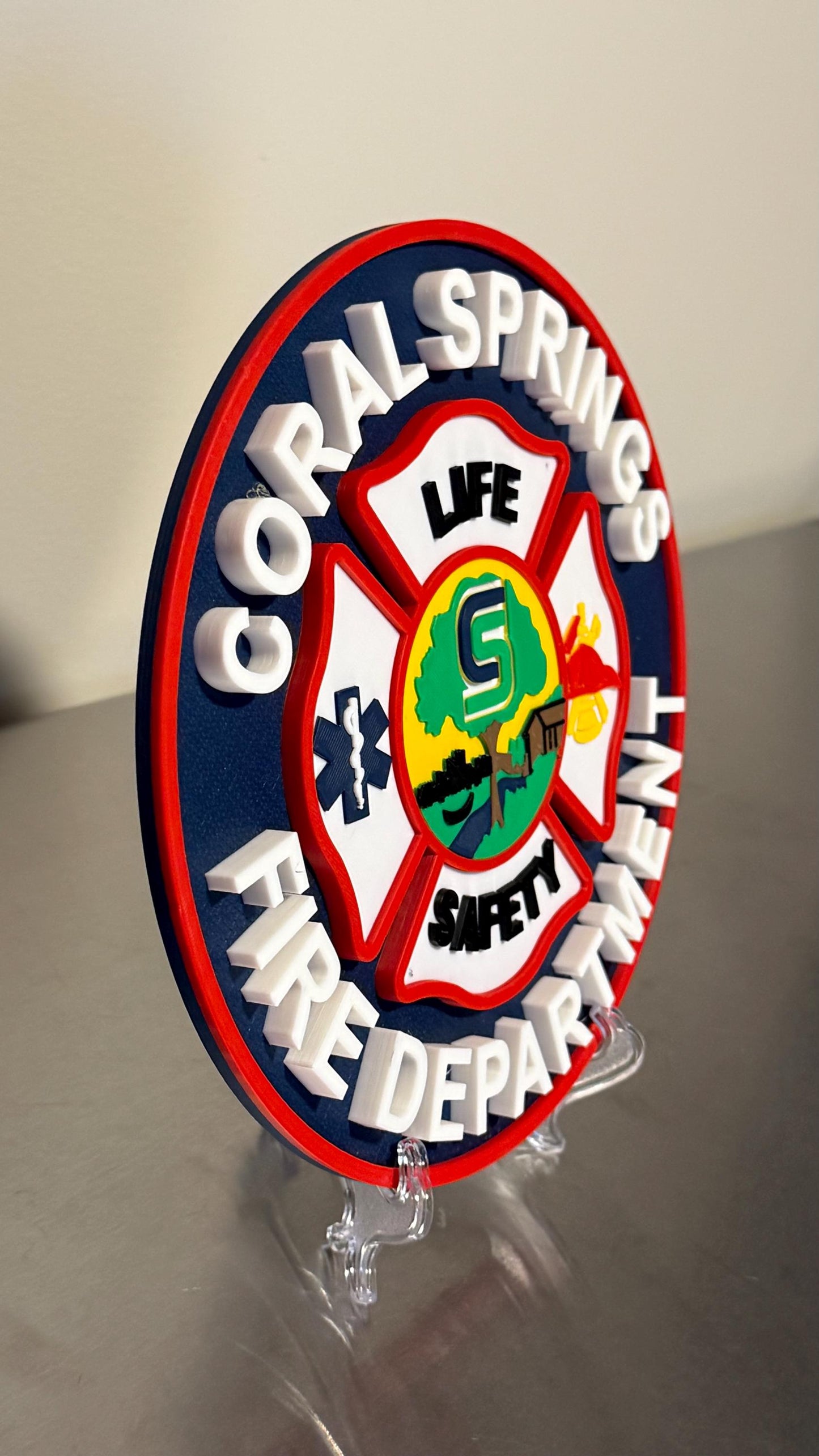 Coral Springs Fire Department 3D Plaque: First Responder Gift Florida