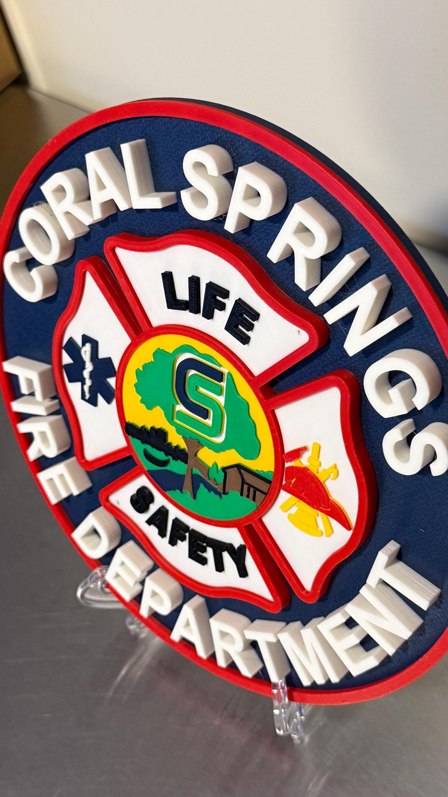 Coral Springs Fire Department 3D Plaque: First Responder Gift Florida