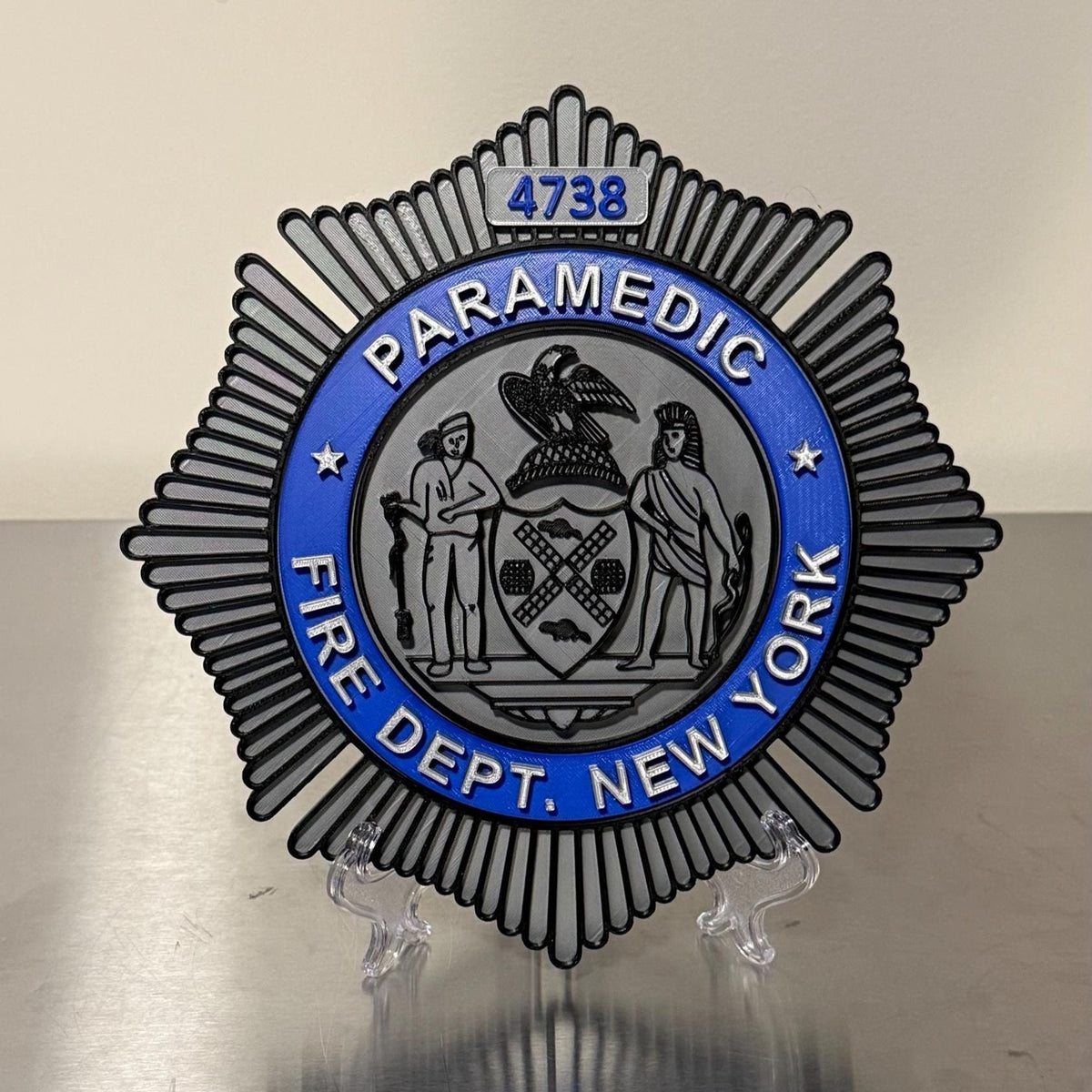 FDNY EMT & Paramedic Badge Plaque: 3D Embossed First Responder Display Plaque NYCEMS