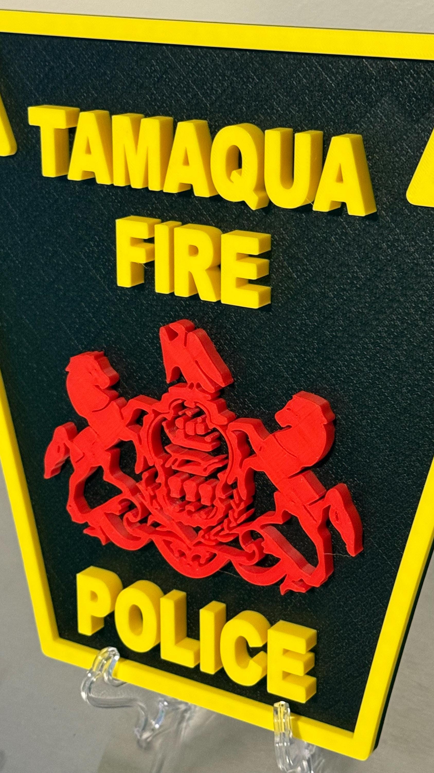 Tamaqua Pennsylvania Fire Police 3D Plaque - First Responder Wall Art Pennsylvania