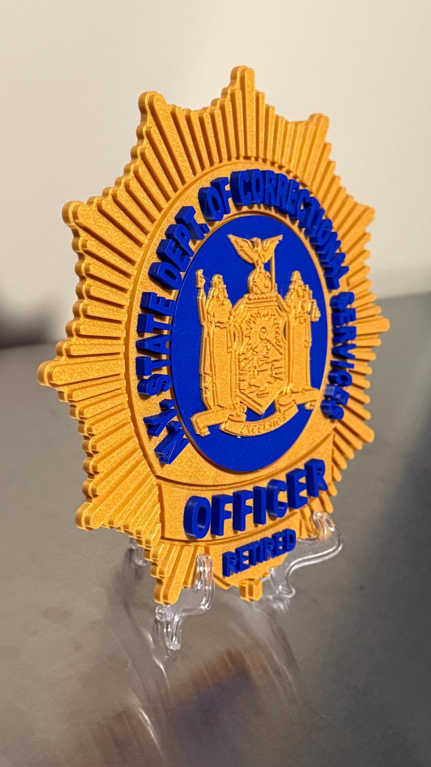 NYS Corrections Officer Badge 3D Plaque: First Responder Gift New York