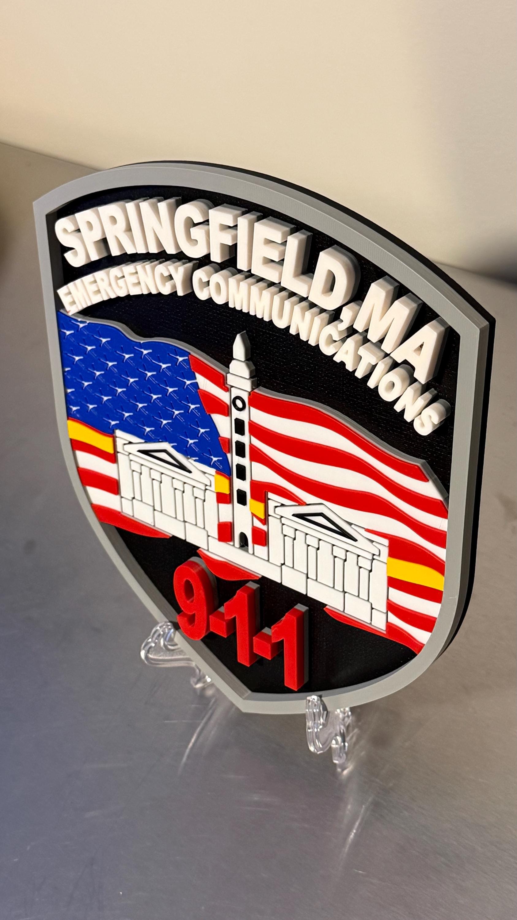 Emergency Communications Plaque: 3D Embossed Display (9x8 Inches) Massachusetts