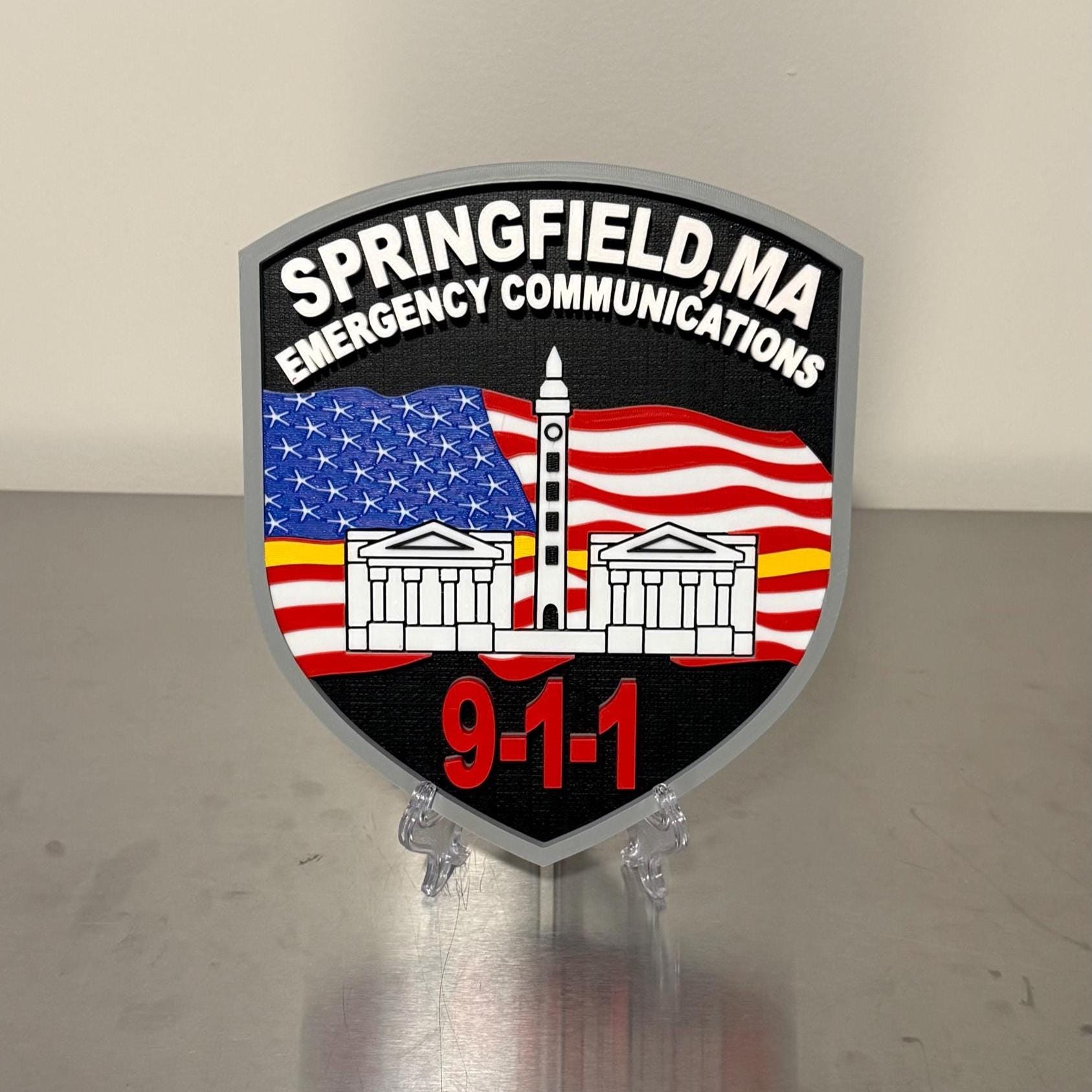 Emergency Communications Plaque: 3D Embossed Display (9x8 Inches) Massachusetts