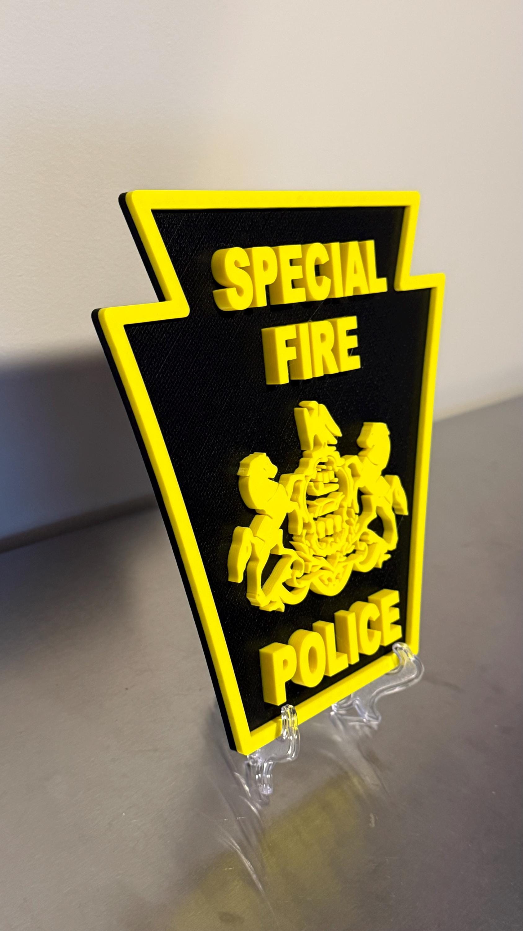 Pennsylvania Fire Police Logo 3D Plaque - First Responder Wall Decor