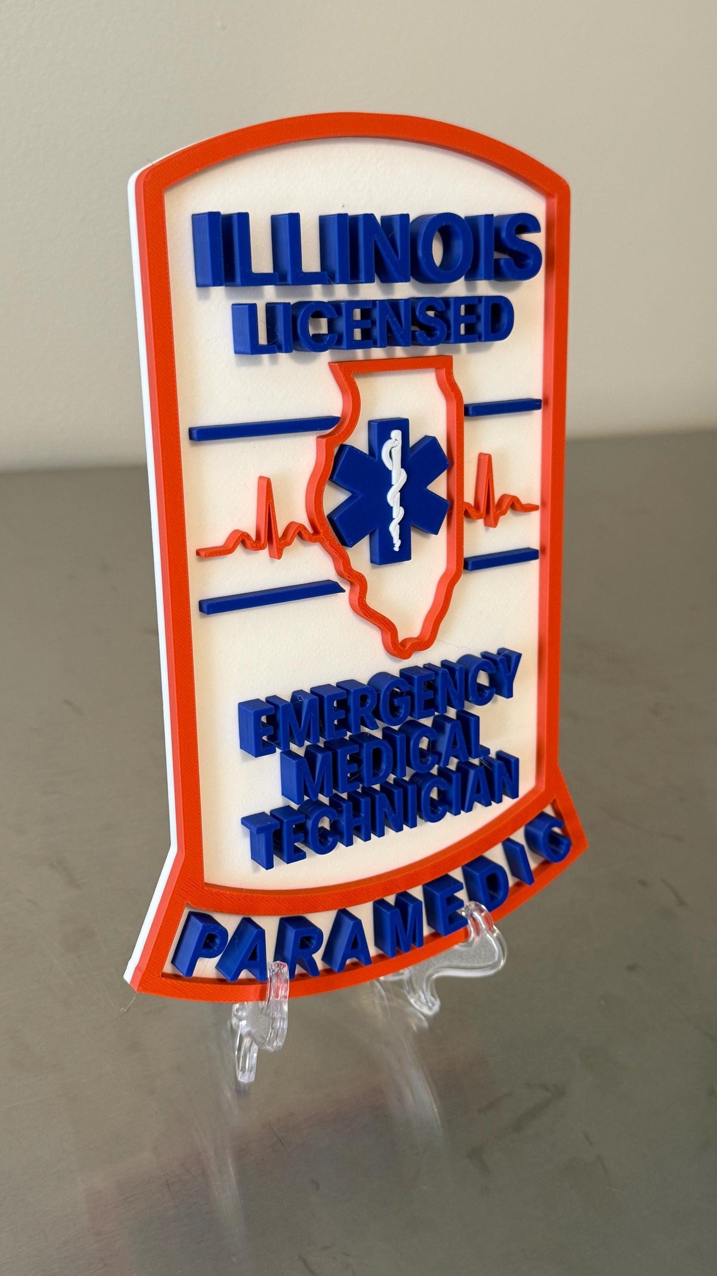 Illinois EMT & Paramedic 3D Display Plaque First Responder Wall Art IL EMS