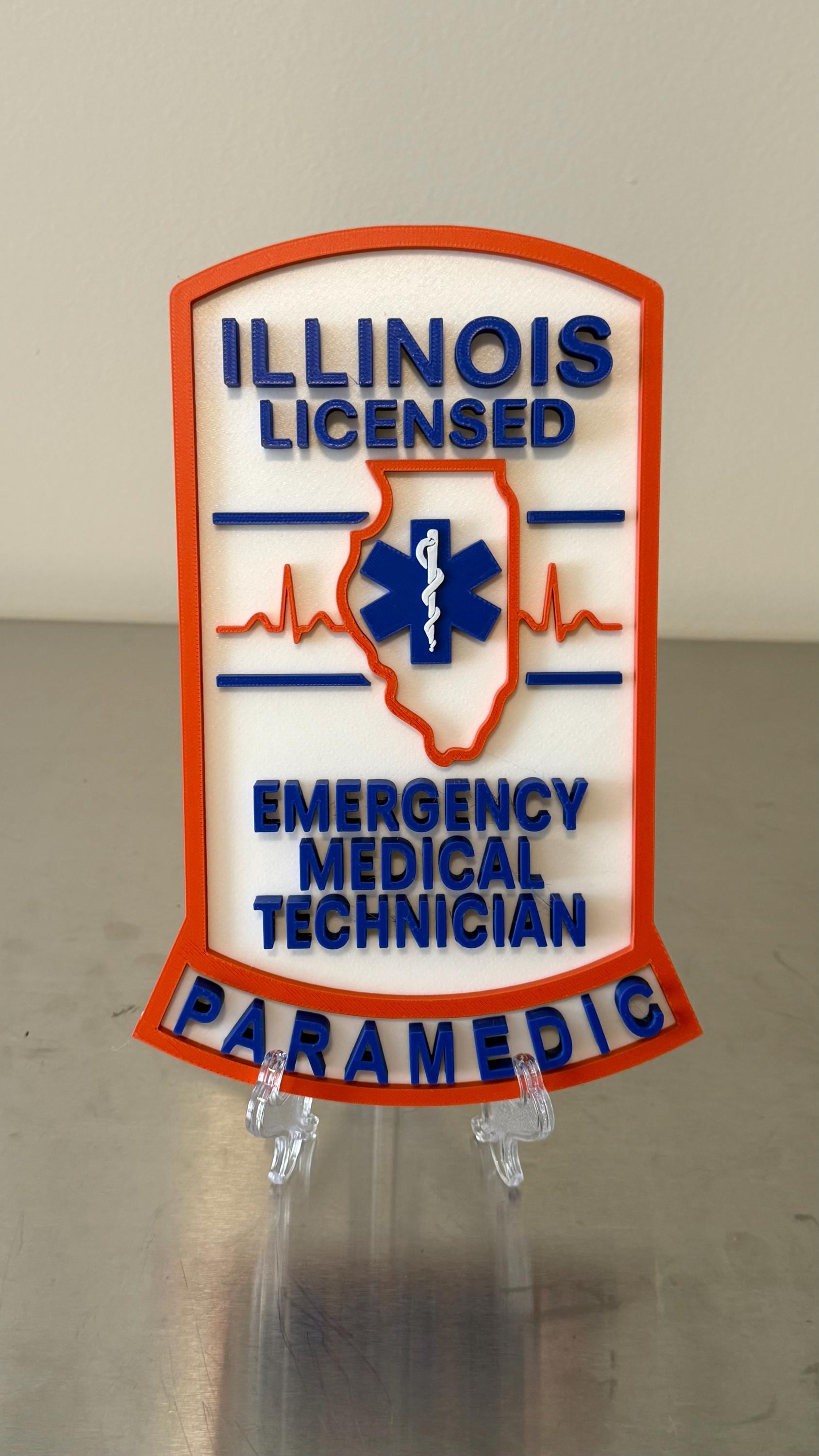 Illinois EMT & Paramedic 3D Display Plaque First Responder Wall Art IL EMS