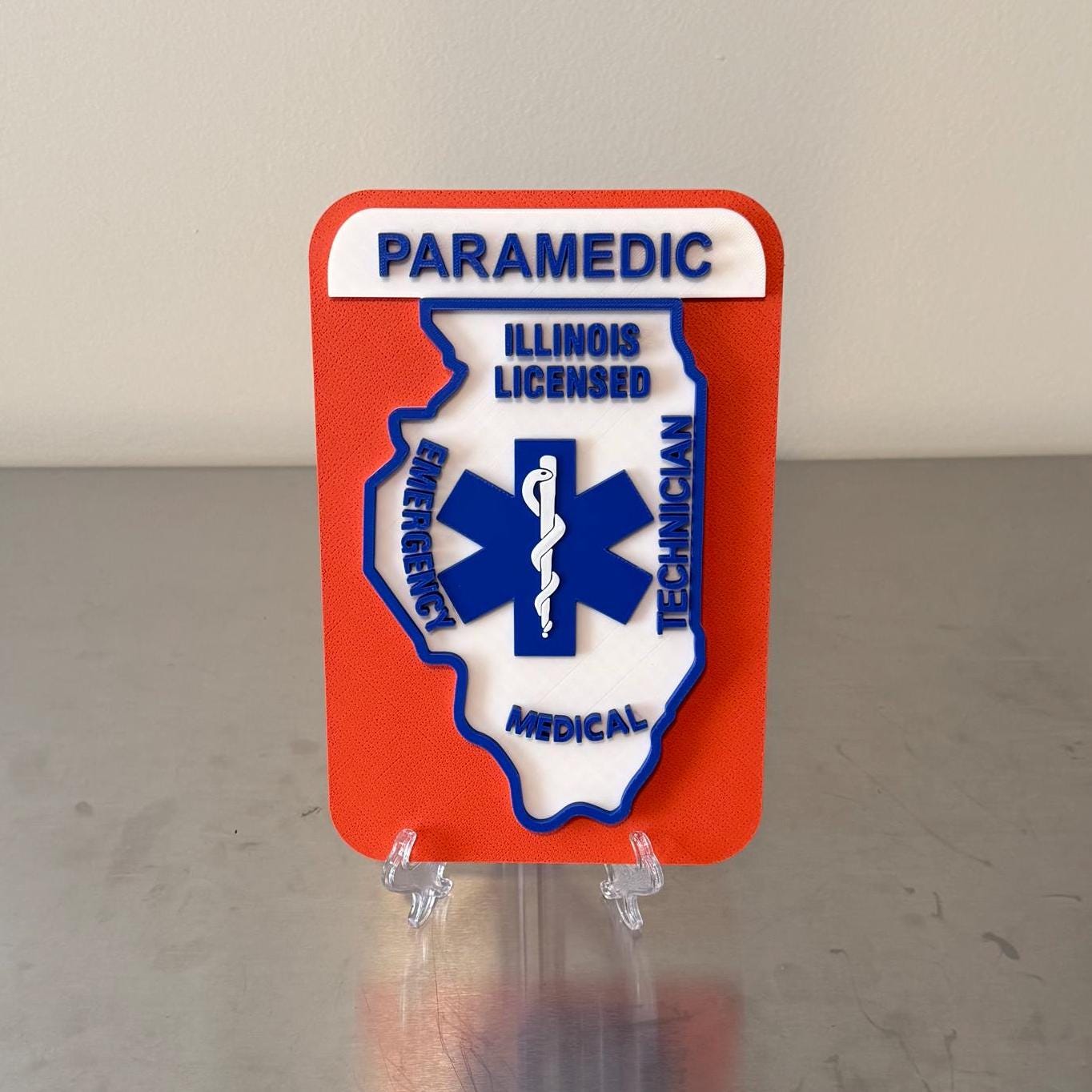 Illinois EMT & Paramedic 3D Display Plaque First Responder Wall Art IL EMS