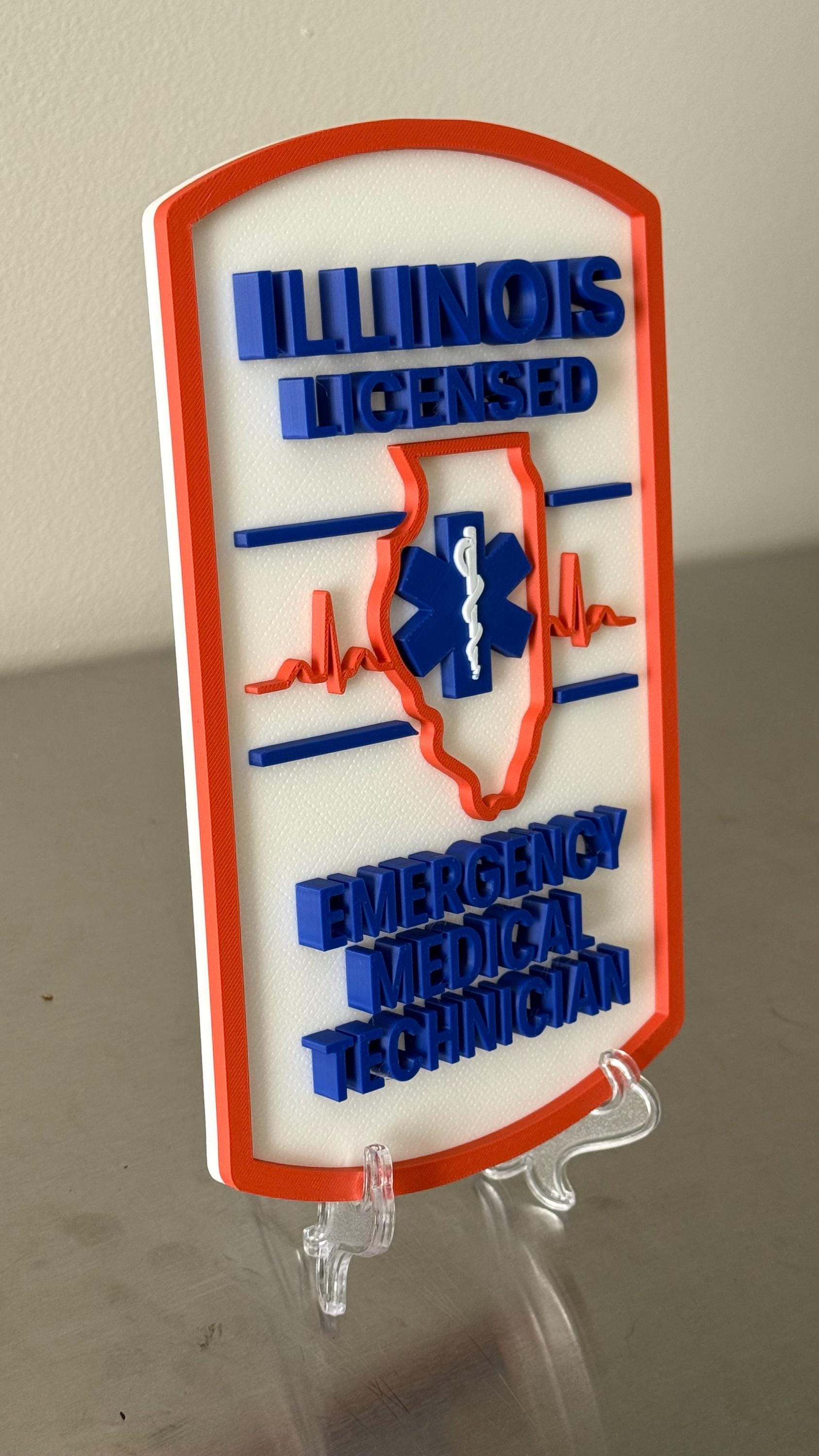 Illinois EMT & Paramedic 3D Display Plaque First Responder Wall Art IL EMS