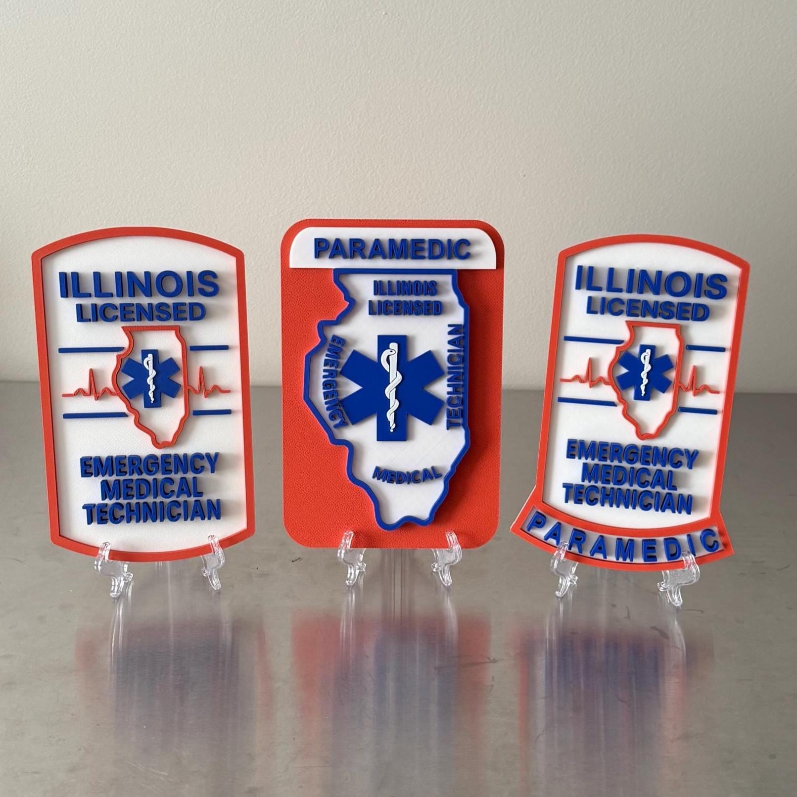 Illinois EMT & Paramedic 3D Display Plaque First Responder Wall Art IL EMS