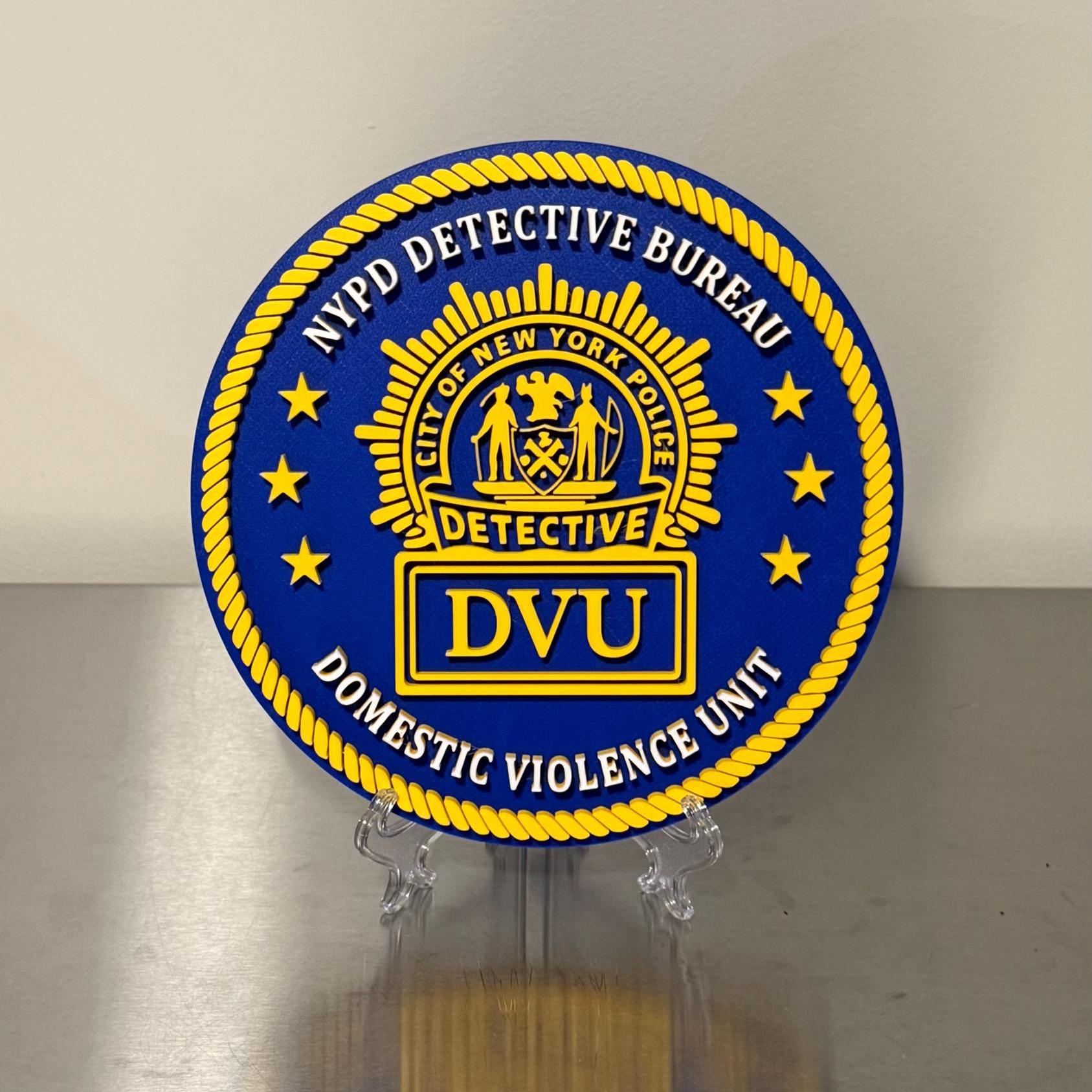 NYPD Detective Bureau DVU 3D Plaque - First Responder Wall Art