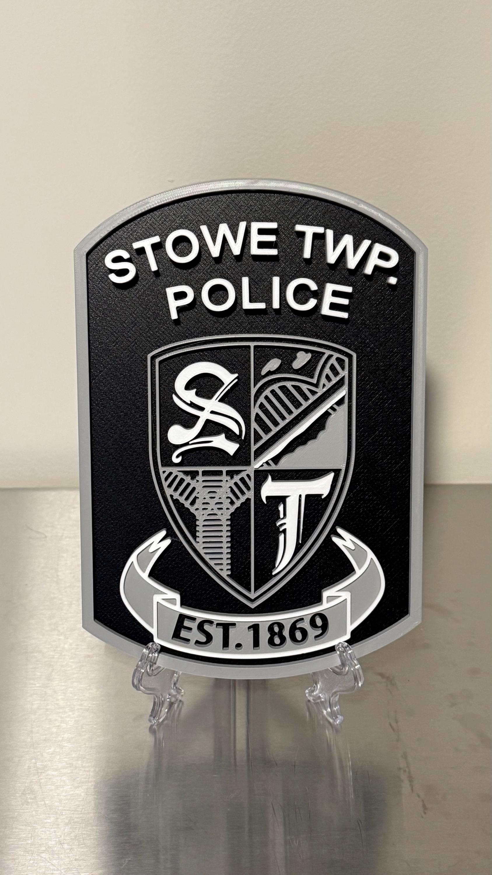 Stowe TWP Police Plaque 3D Embossed First Responder Wall Art PA Pennsylvania