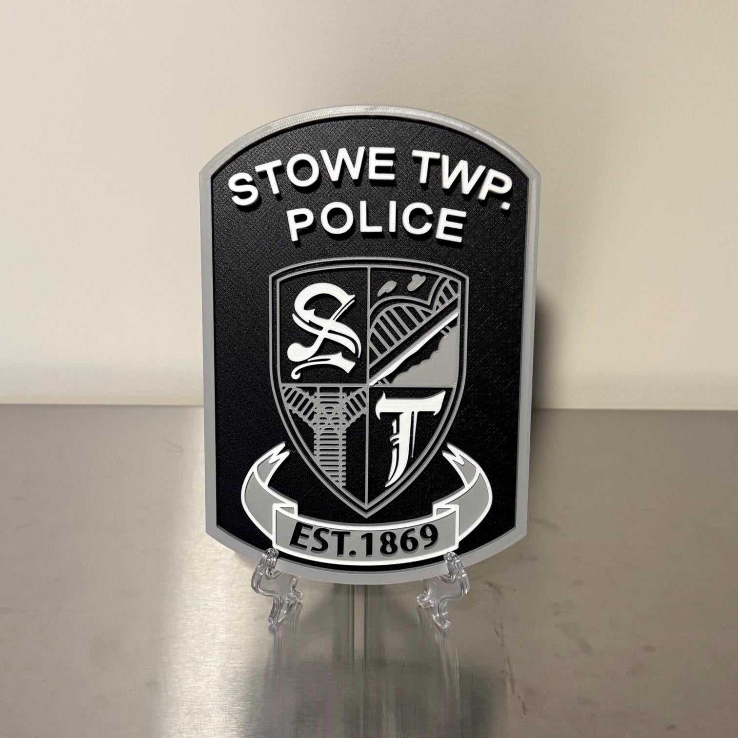 Stowe TWP Police Plaque 3D Embossed First Responder Wall Art PA Pennsylvania