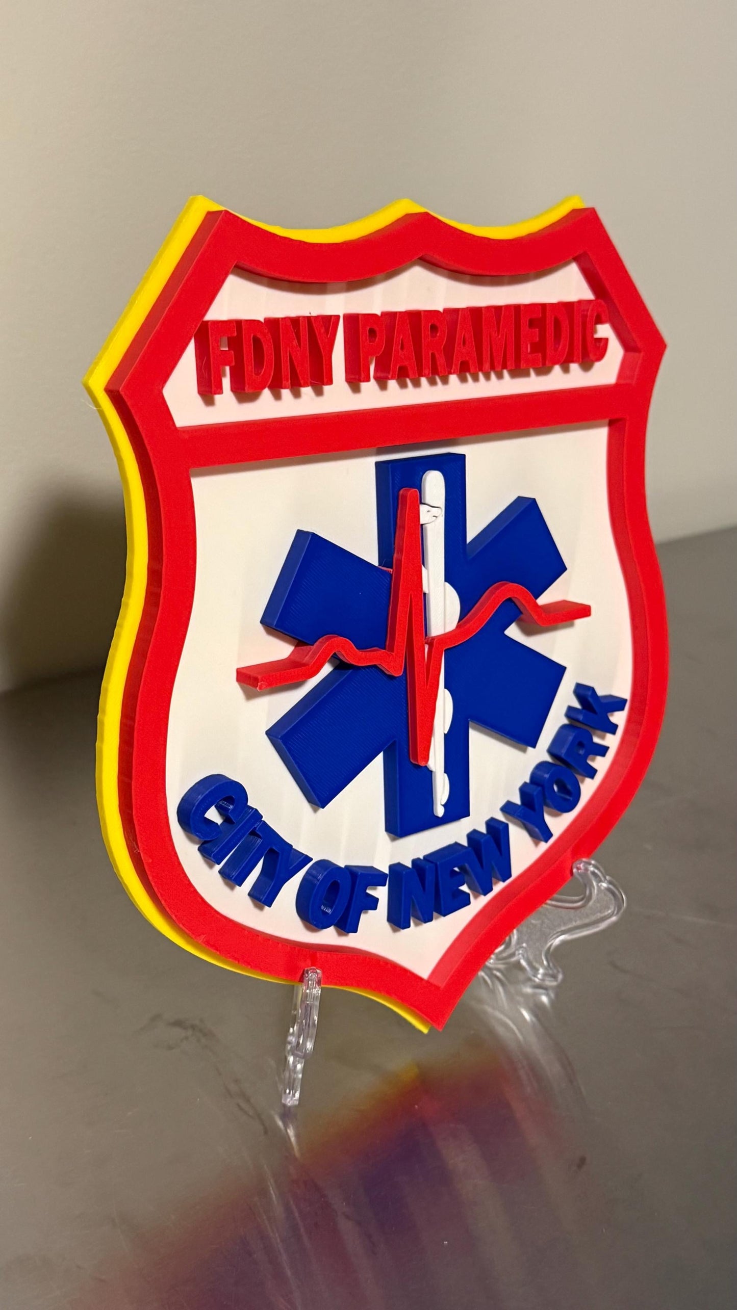 FDNY Paramedic 3D Embossed Plaque: First Responder Wall Art NYC NYCEMS