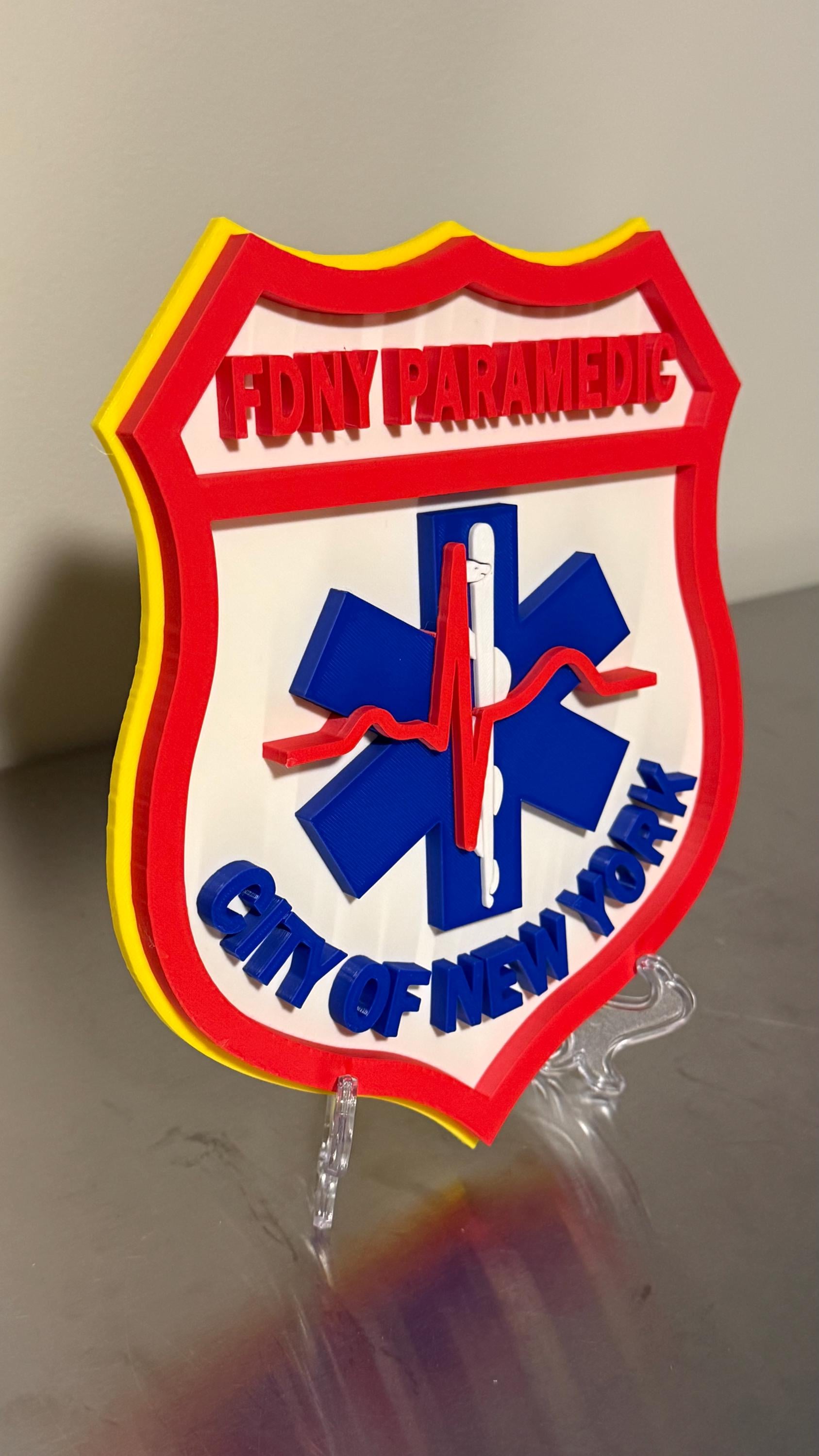 FDNY Paramedic 3D Embossed Plaque: First Responder Wall Art NYC NYCEMS