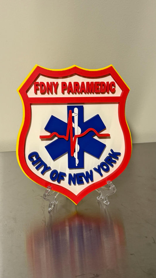 FDNY Paramedic 3D Embossed Plaque: First Responder Wall Art NYC NYCEMS