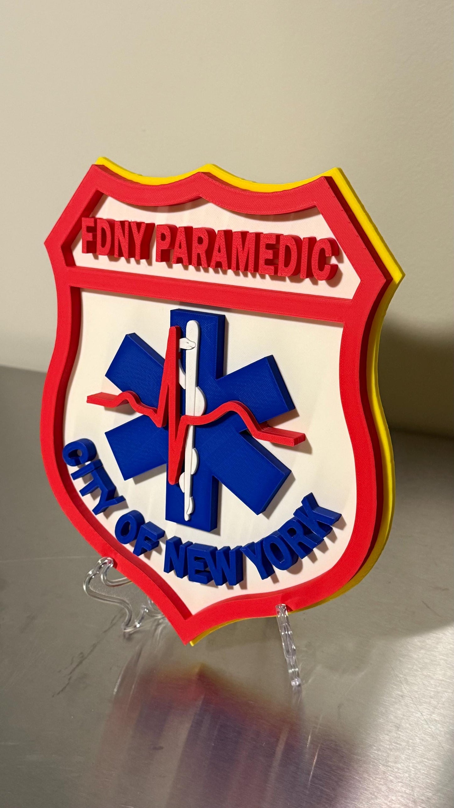 FDNY Paramedic 3D Embossed Plaque: First Responder Wall Art NYC NYCEMS