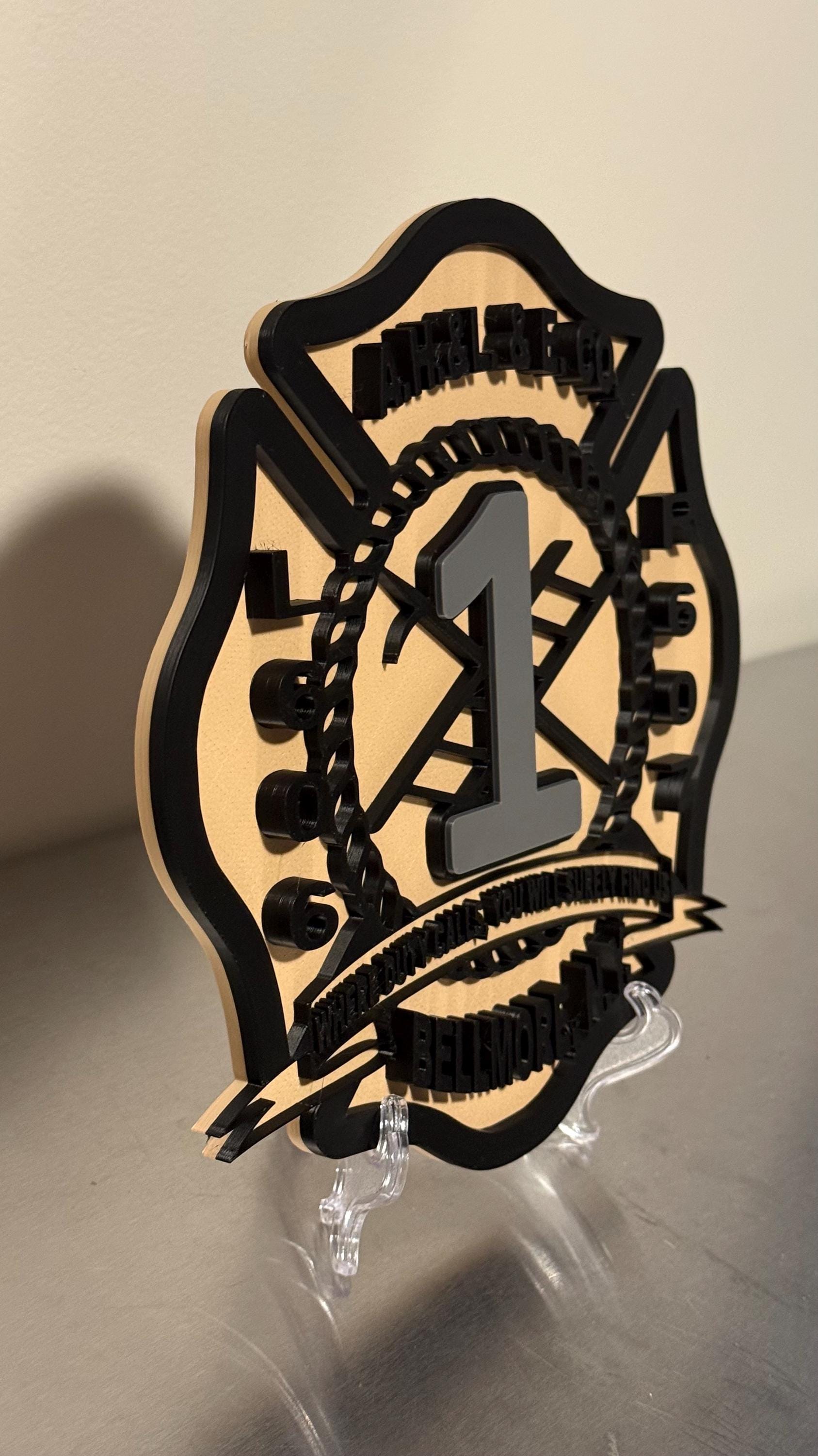 Bellmore NY Fire Department 3D Embossed Plaque: Firefighter Gift New York
