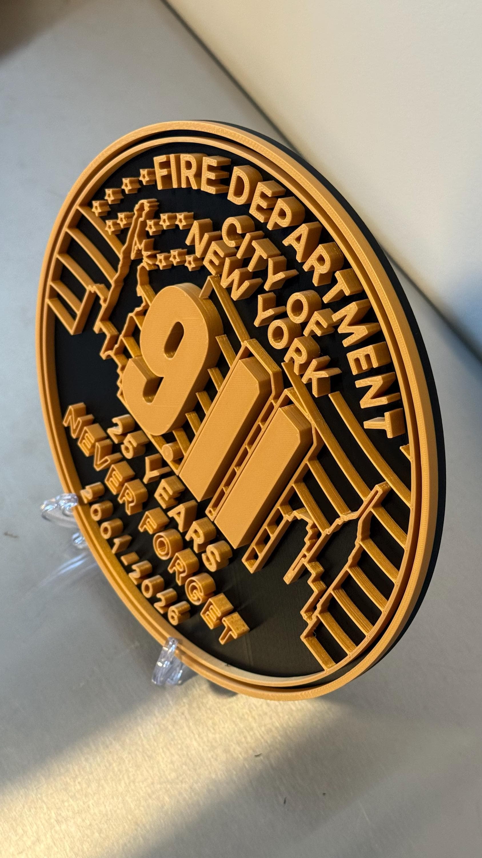 FDNY 9/11 25 Years Embossed Plaque: Firefighter Gift, NYC Wall Decor
