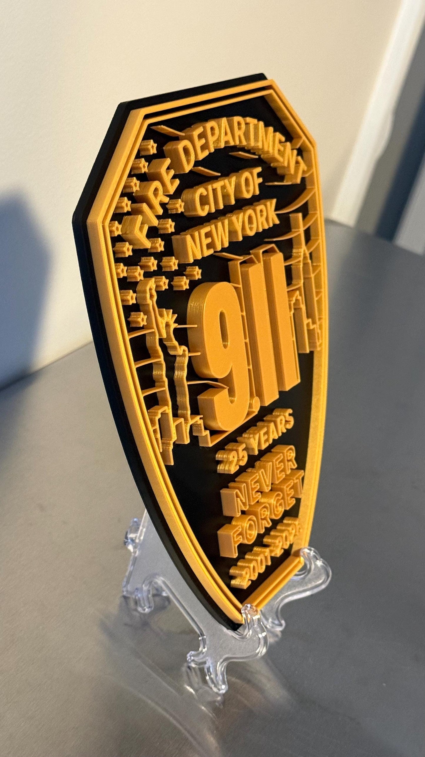 FDNY 9/11 25 Years Embossed Plaque: Firefighter Gift, NYC Wall Decor