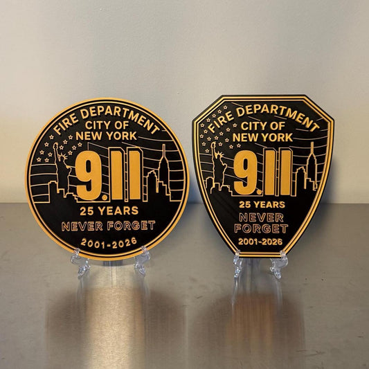 FDNY 9/11 25 Years Embossed Plaque: Firefighter Gift, NYC Wall Decor