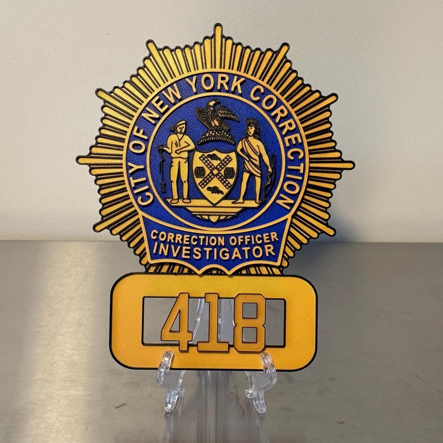 NYC Corrections Officer Investigator Shield 3D Display Plaque NY New York