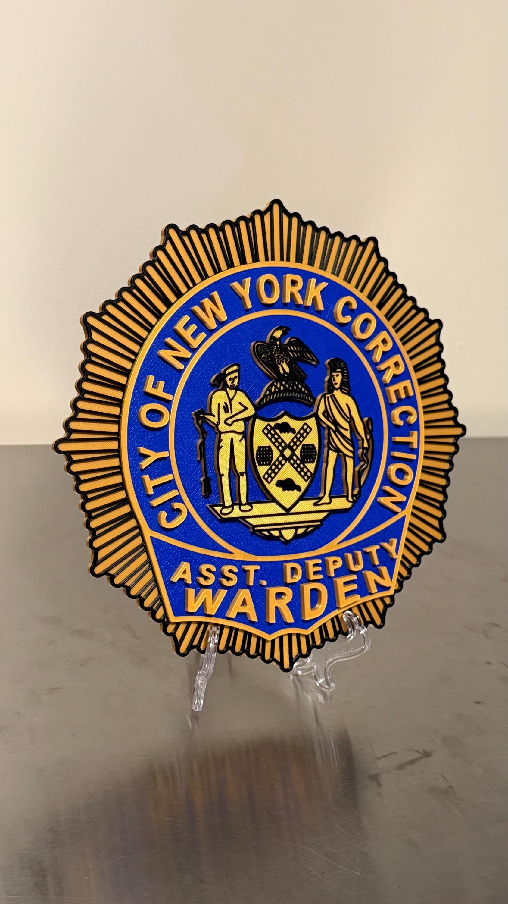 NYC Corrections Assistant Deputy Warden Shield 3D Display Plaque NY New York