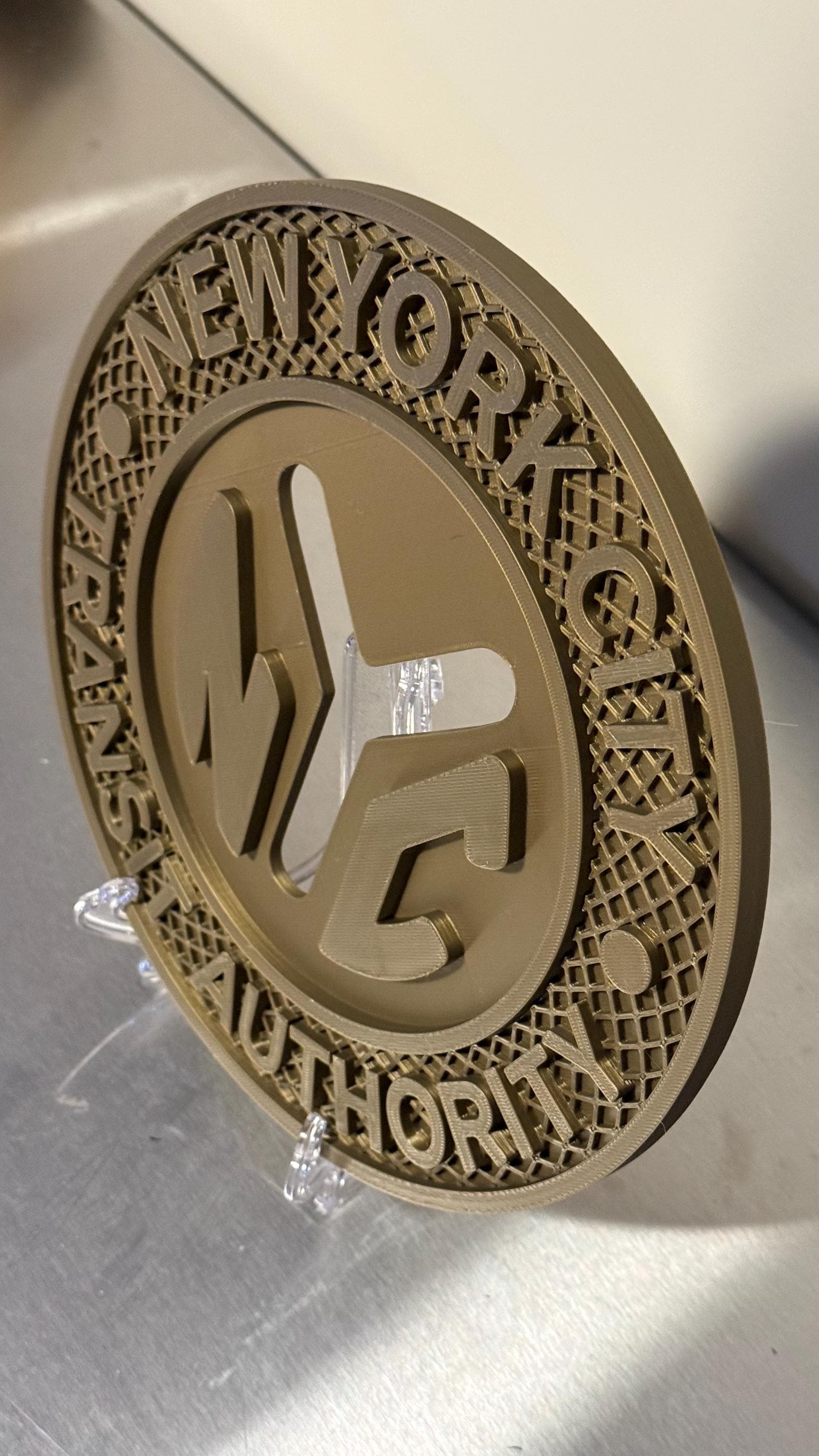 NYC Transit Token Plaque, Embossed 3D Design (9-Inch Wall or Shelf Display) New York