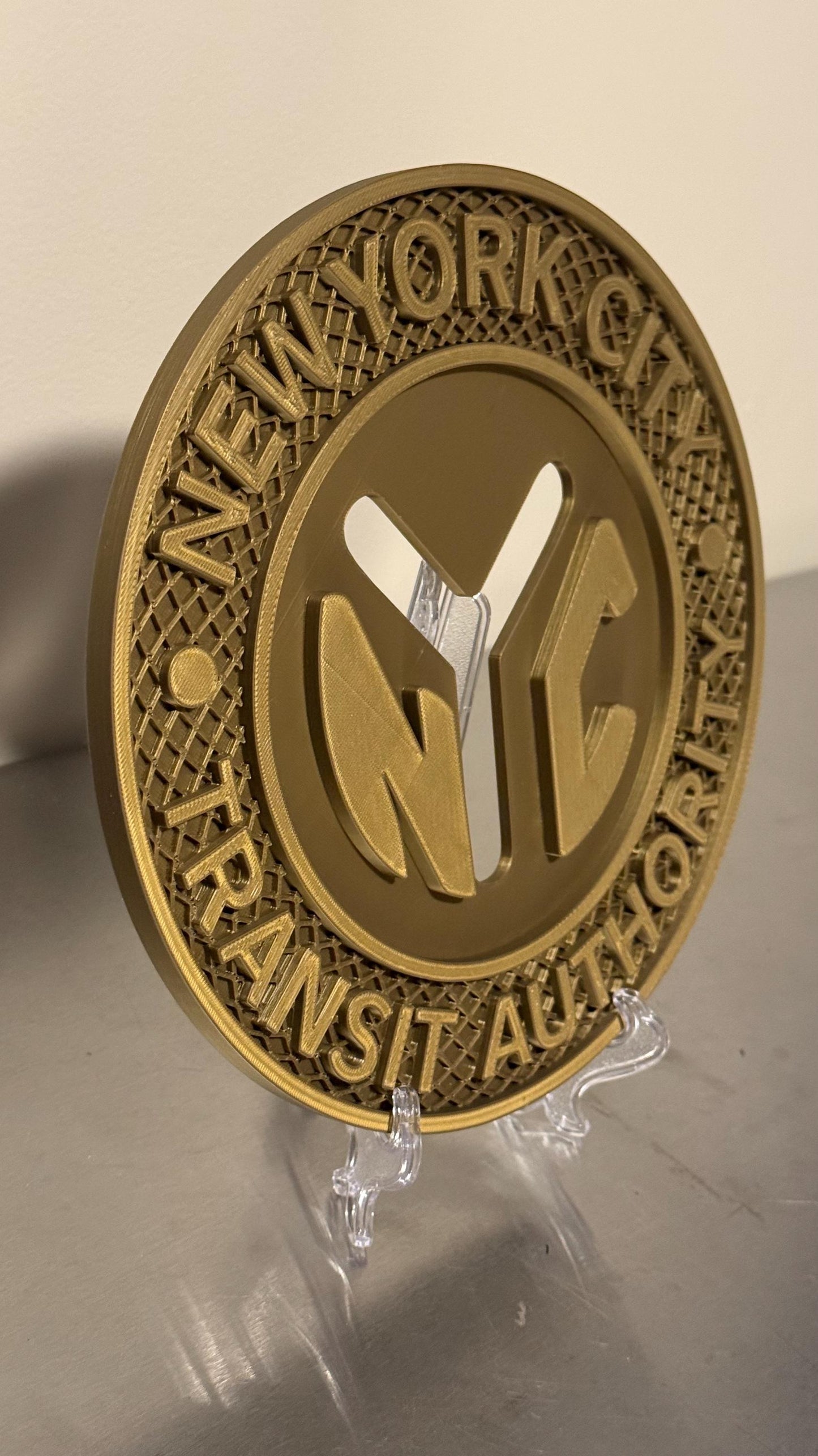 NYC Transit Token Plaque, Embossed 3D Design (9-Inch Wall or Shelf Display) New York