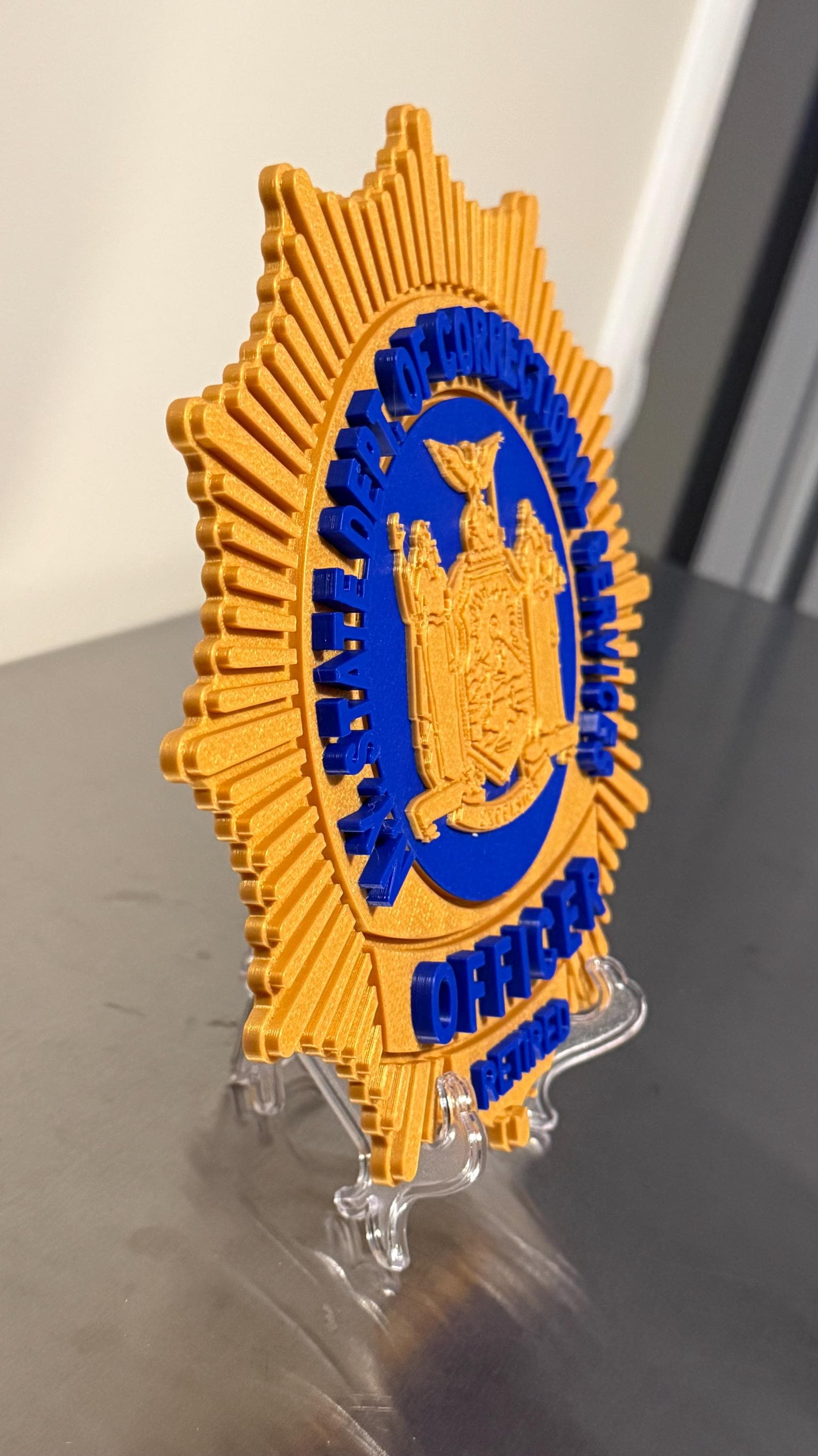 NYS Corrections Officer Badge 3D Plaque: First Responder Gift New York