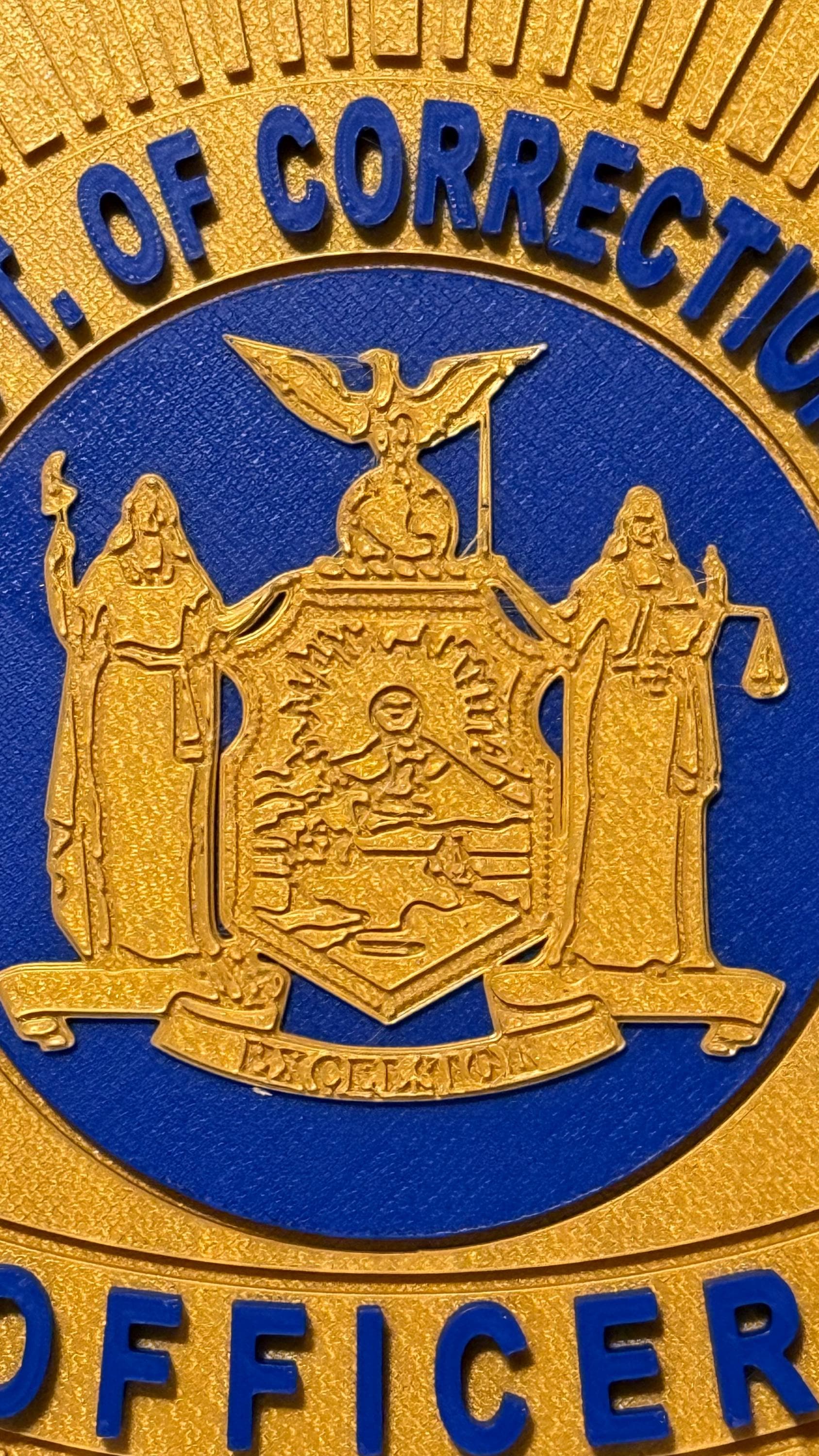 NYS Corrections Officer Badge 3D Plaque: First Responder Gift New York
