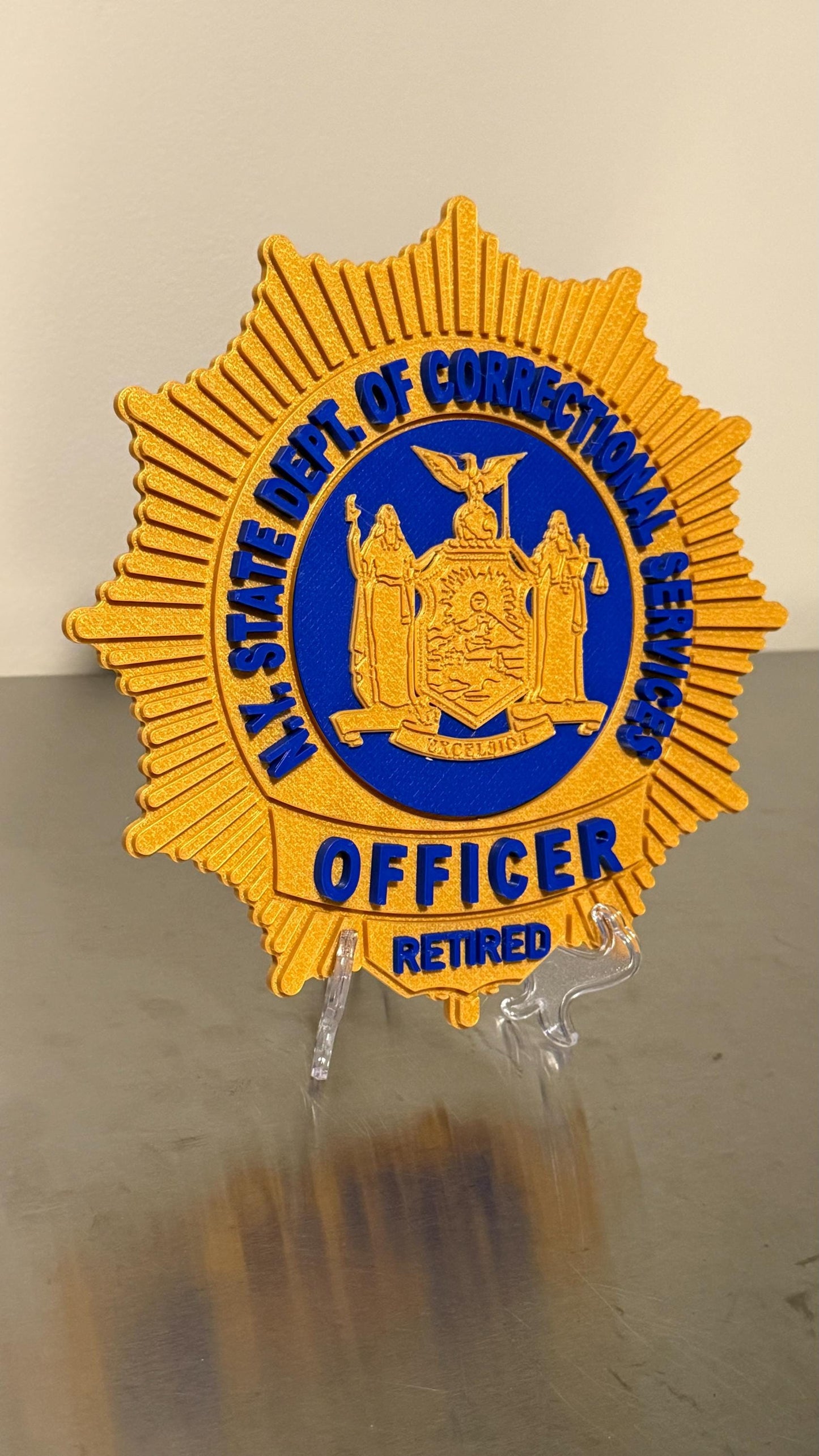 NYS Corrections Officer Badge 3D Plaque: First Responder Gift New York