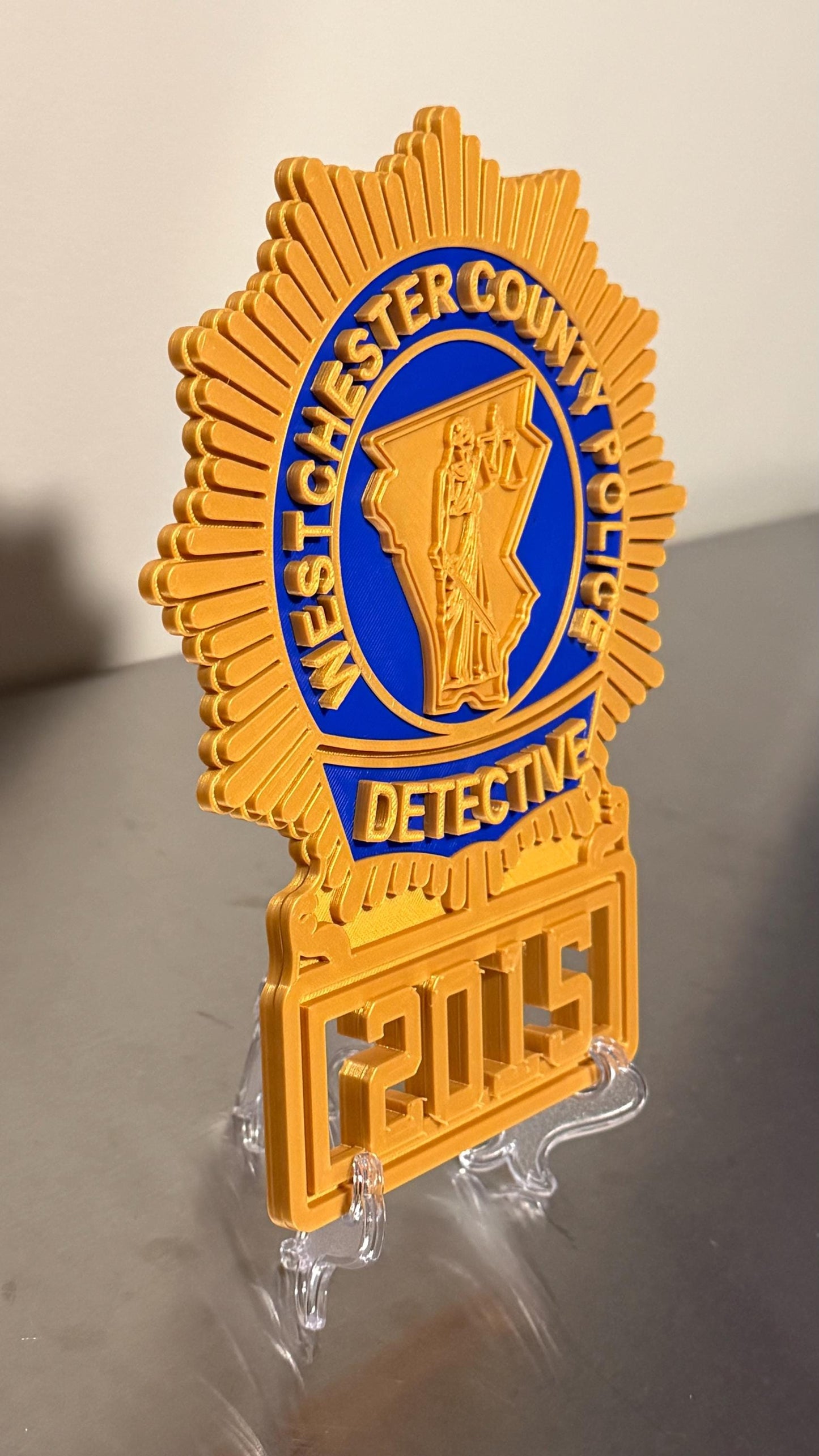 Westchester County Police Detective Shield: 3D First Responder Plaque New York