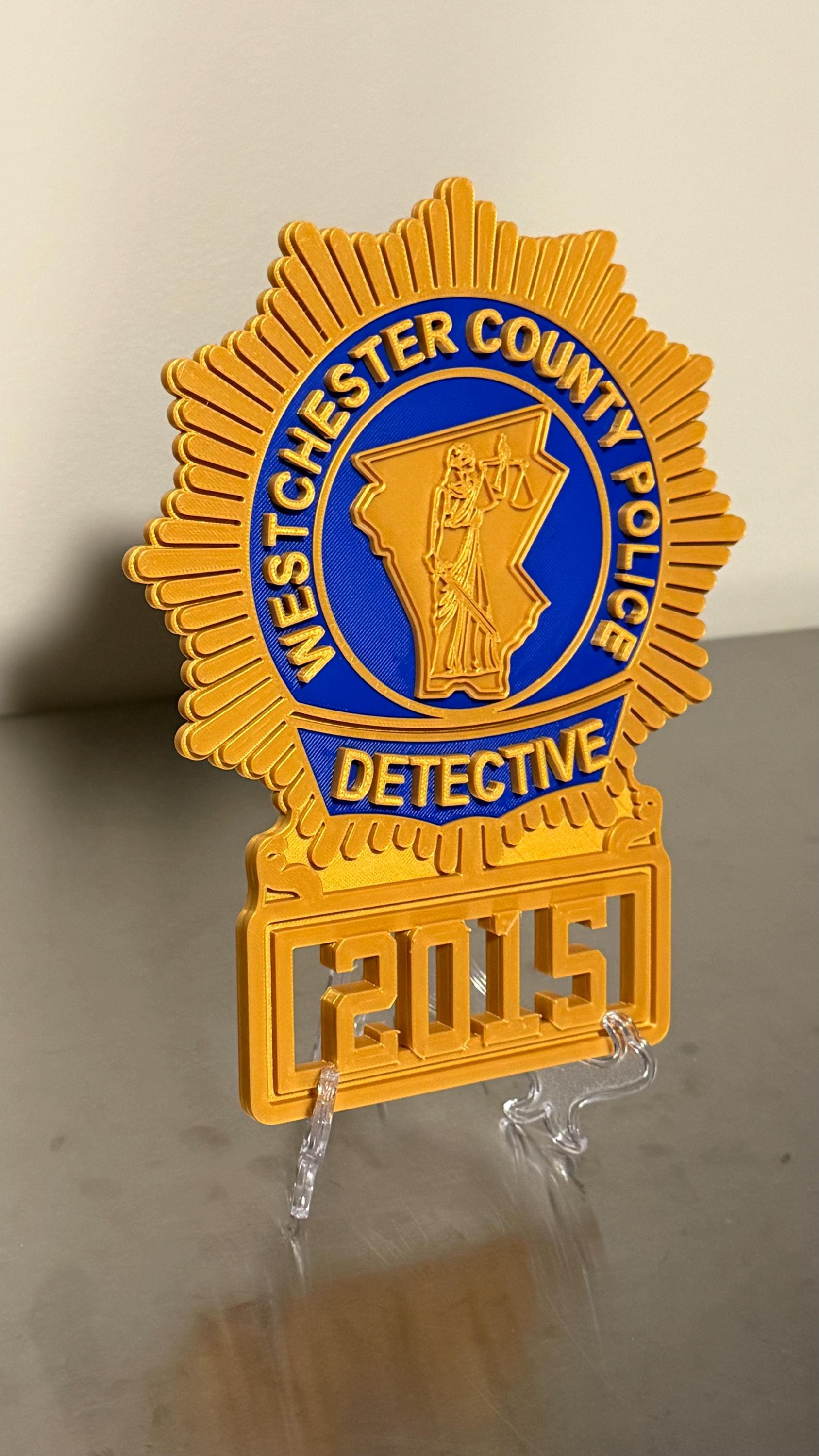 Westchester County Police Detective Shield: 3D First Responder Plaque New York