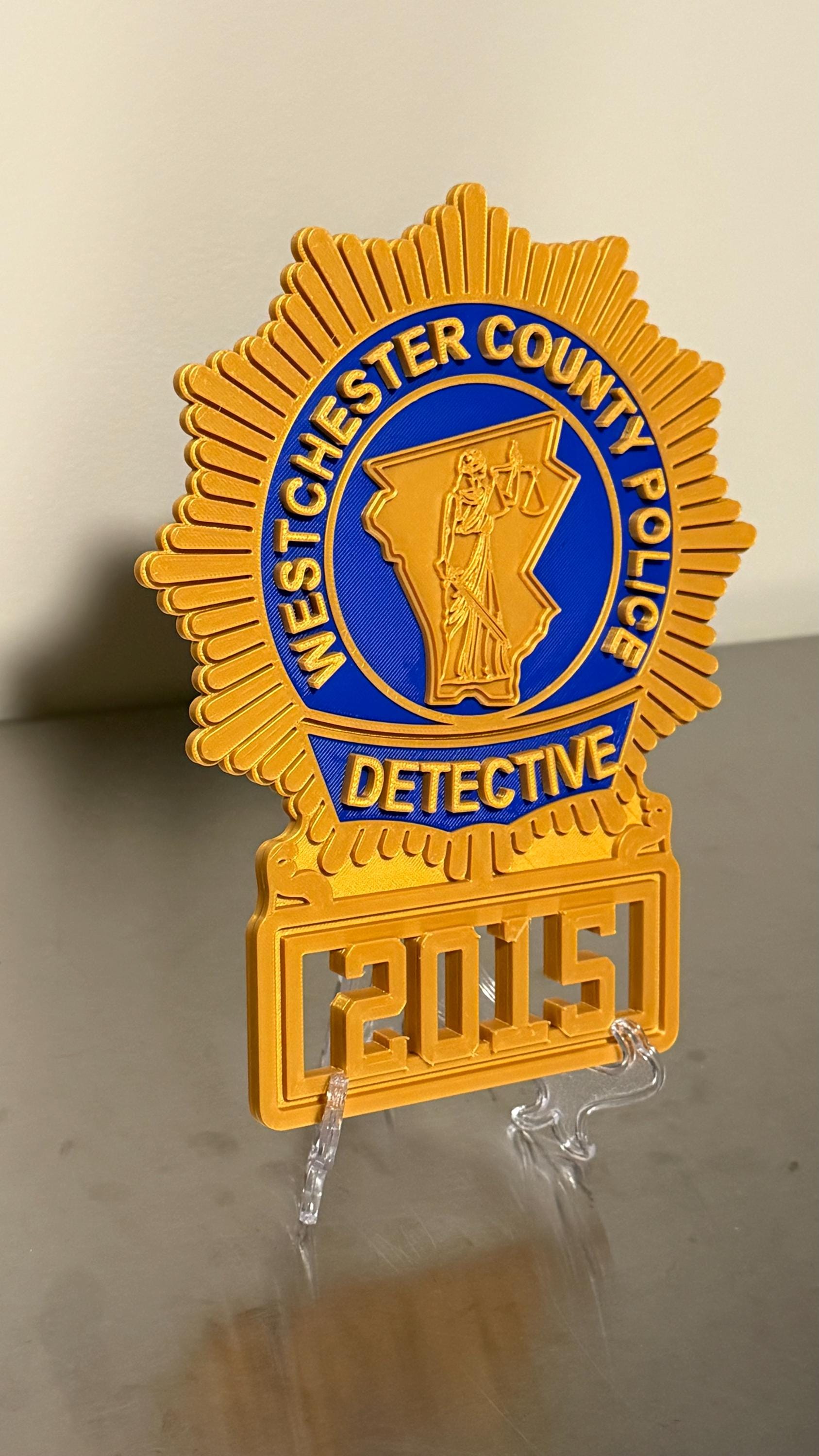 Westchester County Police Detective Shield: 3D First Responder Plaque New York