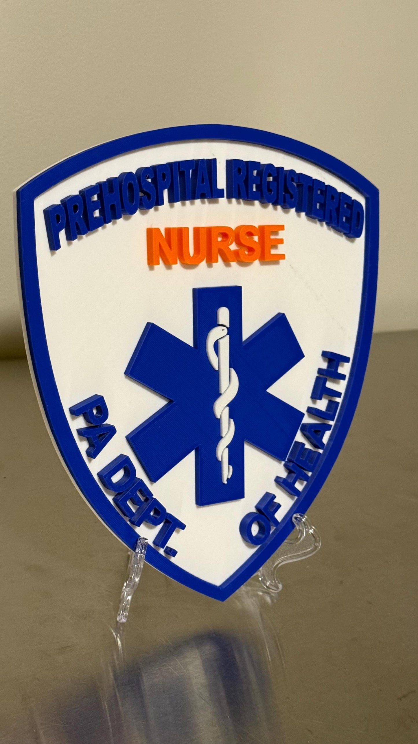 PA PHRN Plaque – 3D Embossed Prehospital Registered Nurse Gift Pennsylvania