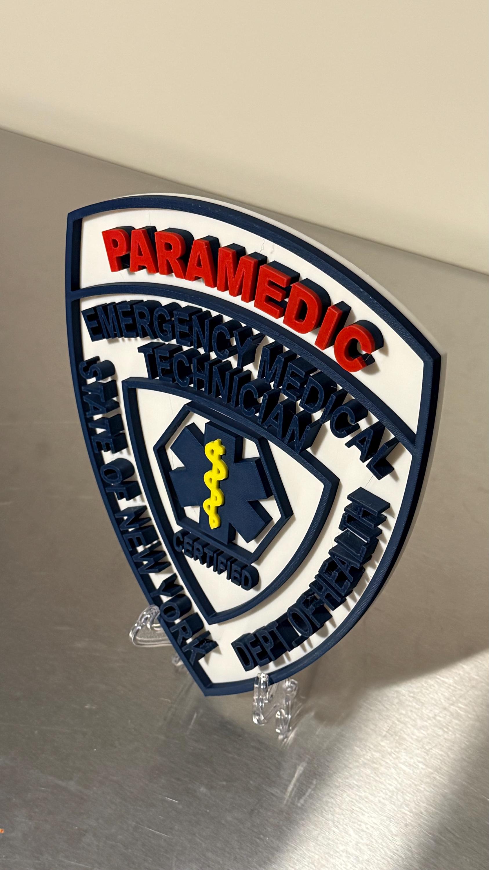 NYS Paramedic EMT 3D Display Plaque First Responder Wall Art NY New York New York