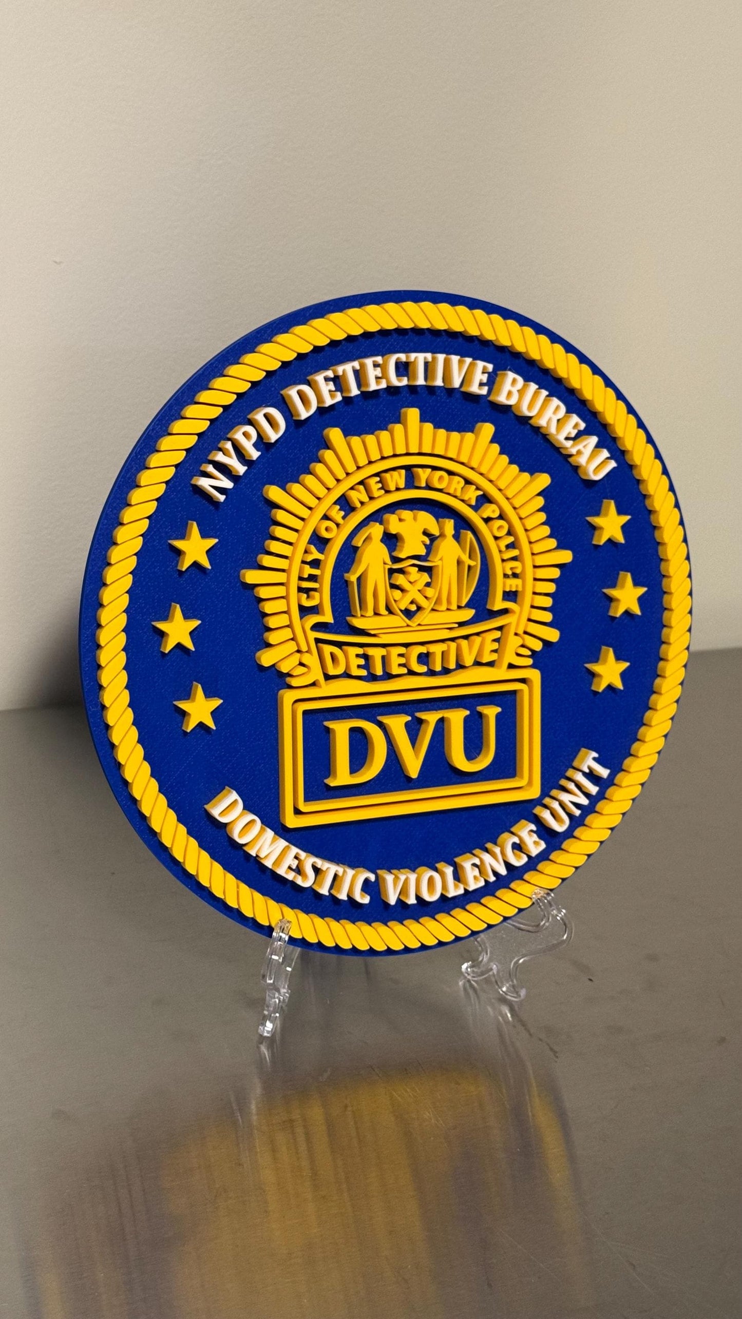 NYPD Detective Bureau DVU 3D Plaque - First Responder Wall Art
