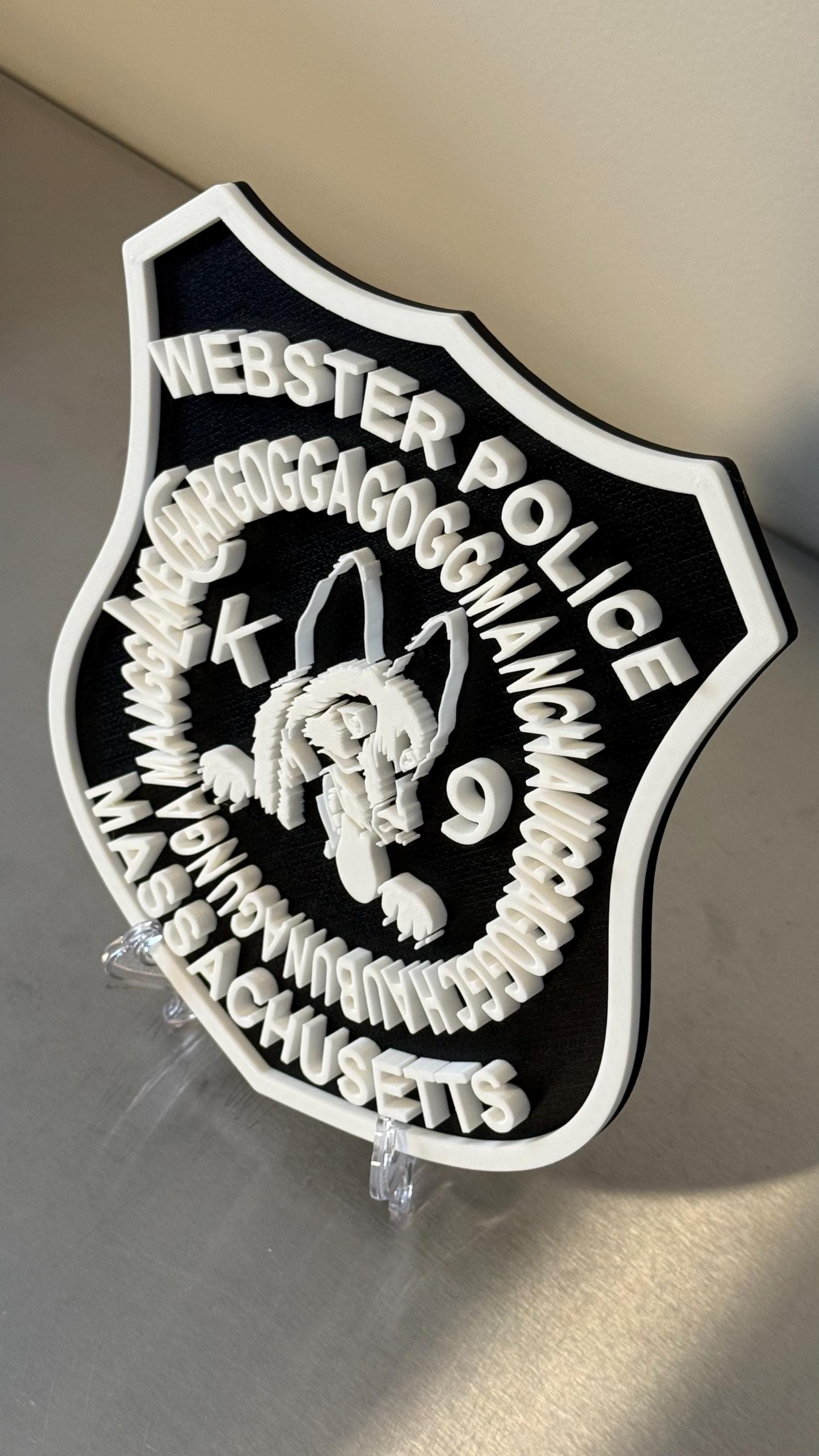 Webster Police K9 Plaque, 3D Embossed Wall Art (Massachusetts First Responder) Massachusetts