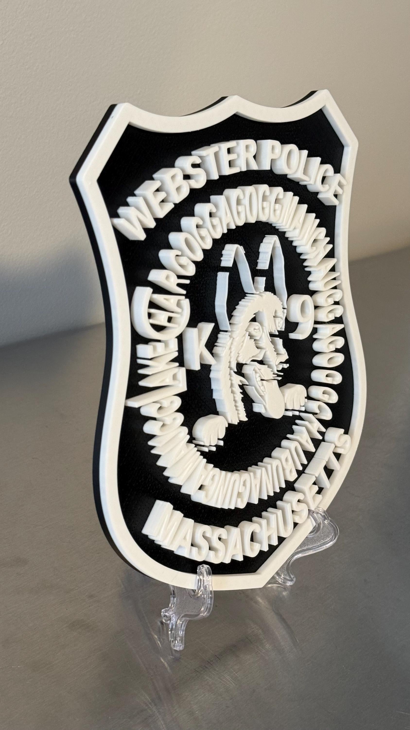 Webster Police K9 Plaque, 3D Embossed Wall Art (Massachusetts First Responder) Massachusetts
