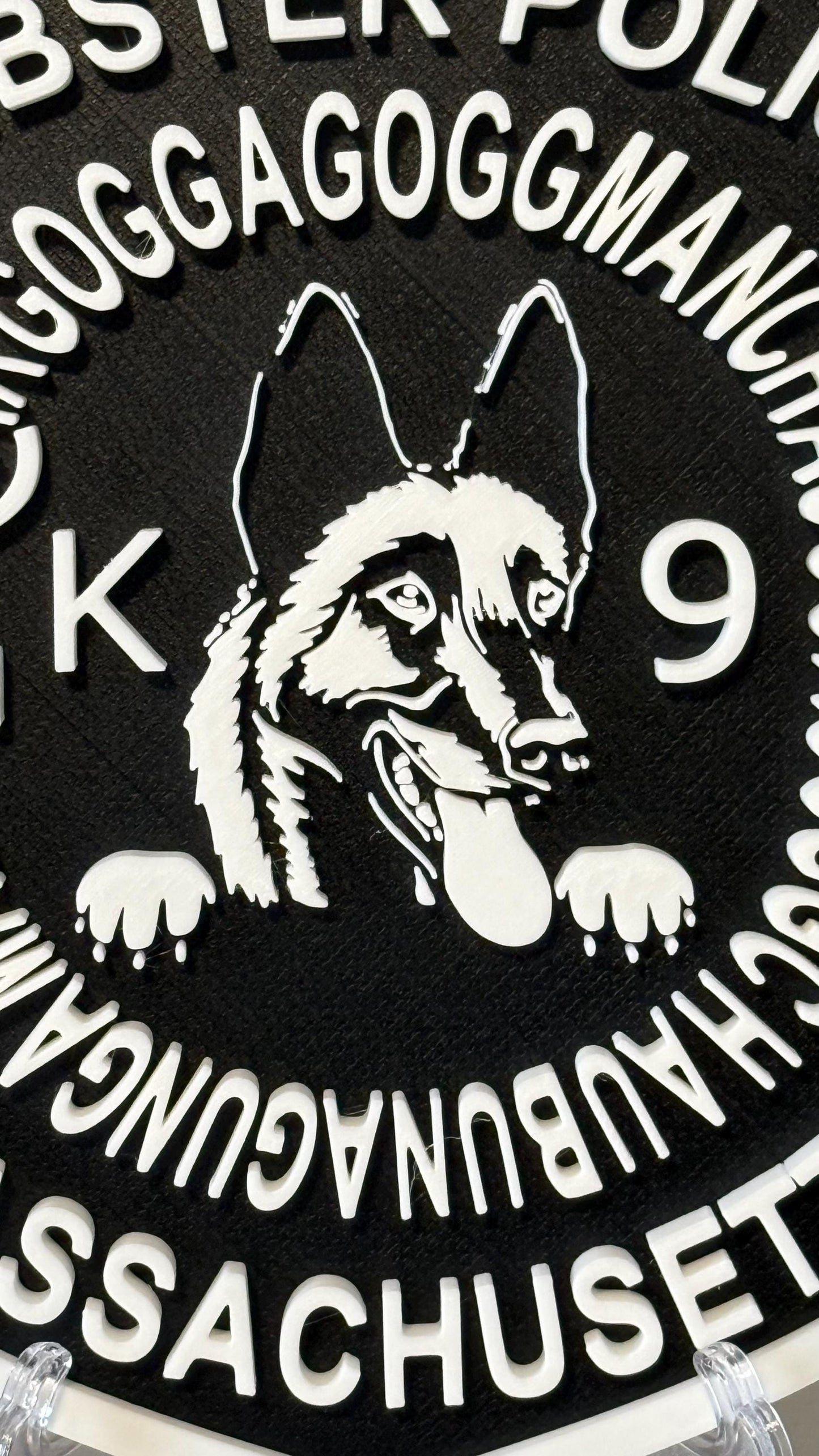 Webster Police K9 Plaque, 3D Embossed Wall Art (Massachusetts First Responder) Massachusetts