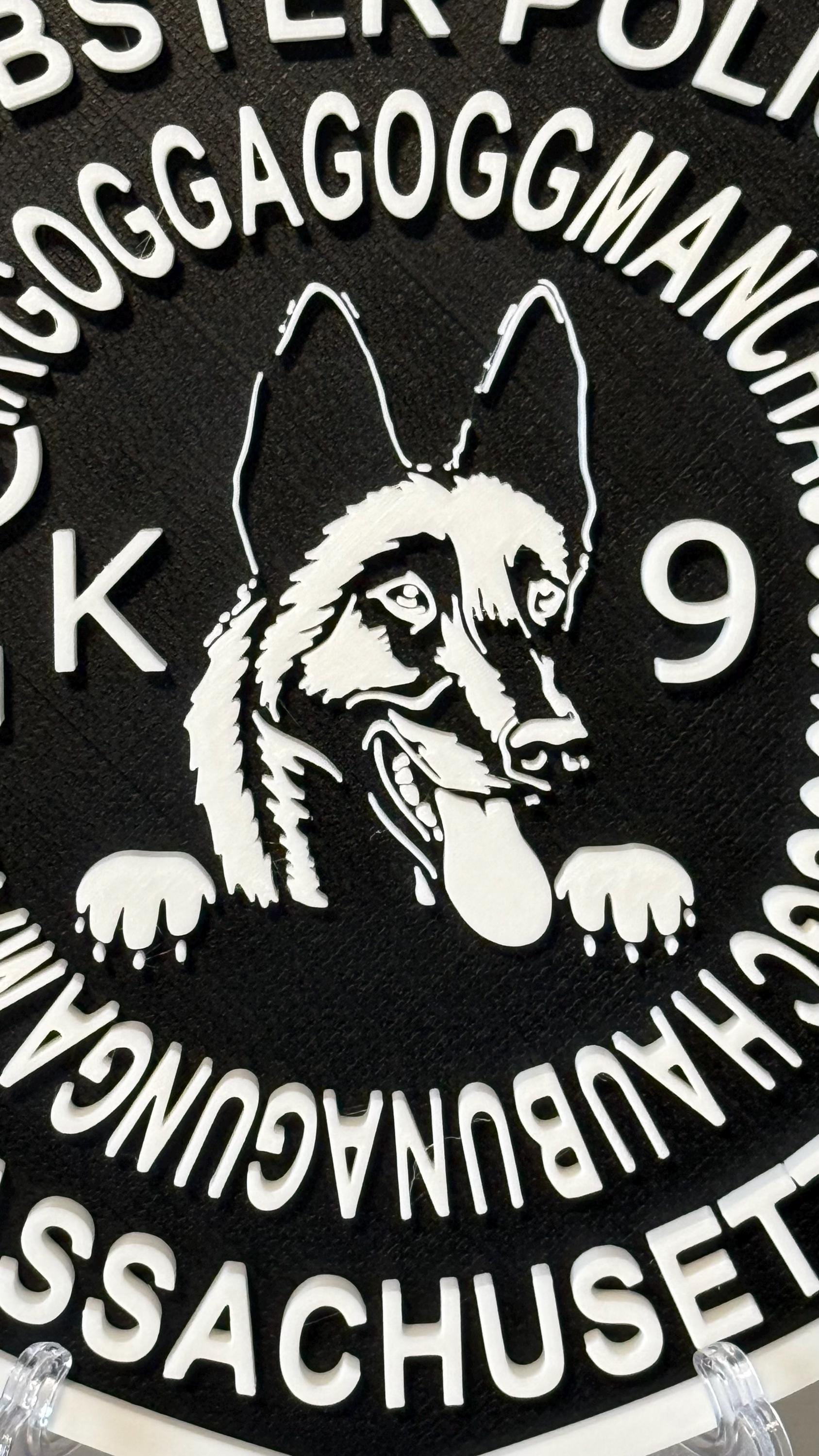 Webster Police K9 Plaque, 3D Embossed Wall Art (Massachusetts First Responder) Massachusetts