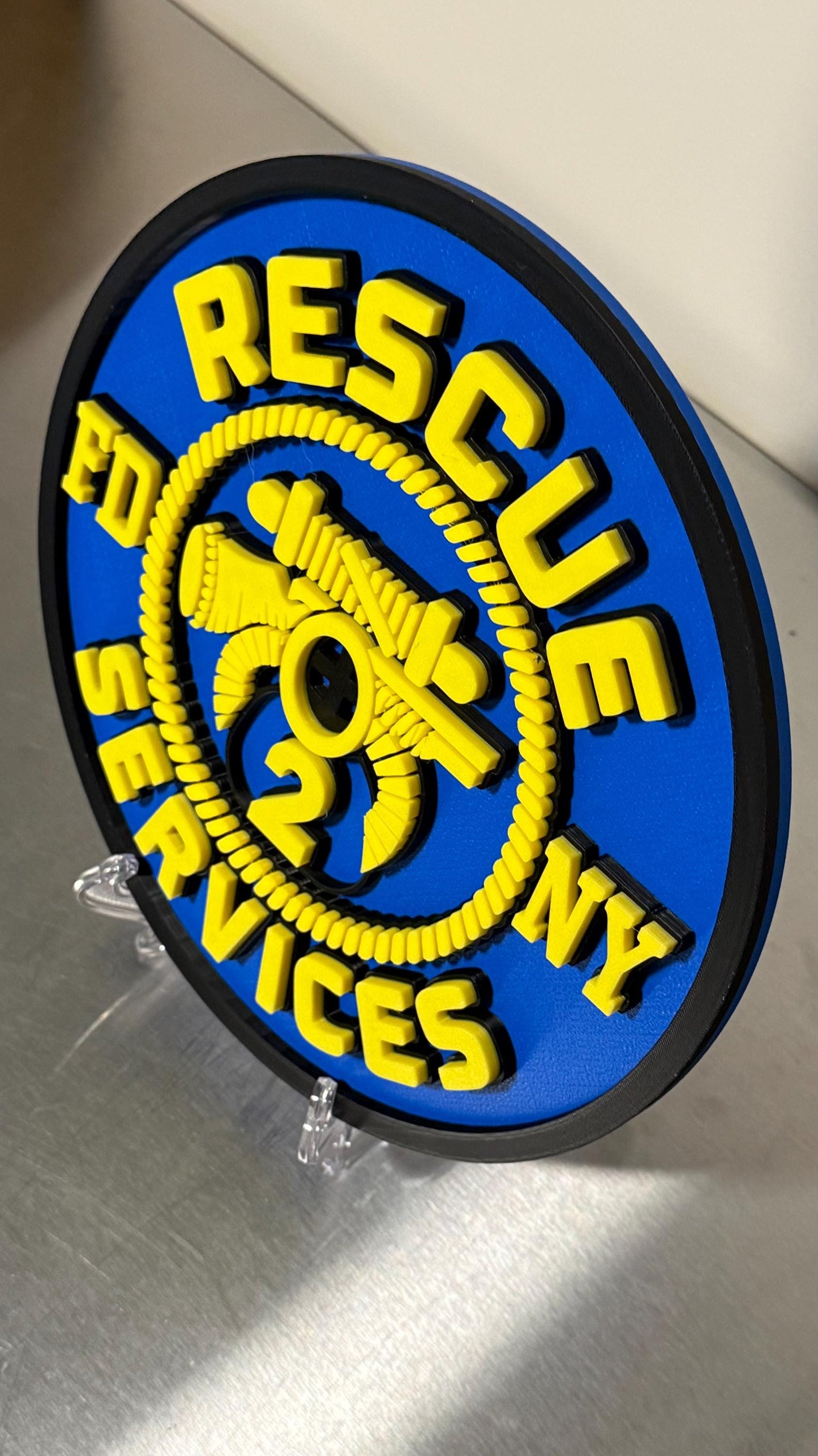 FDNY RESCUE 2, 3, 4 3D Embossed Display Plaque 9" Firefighter Gift, First Responder Firehouse