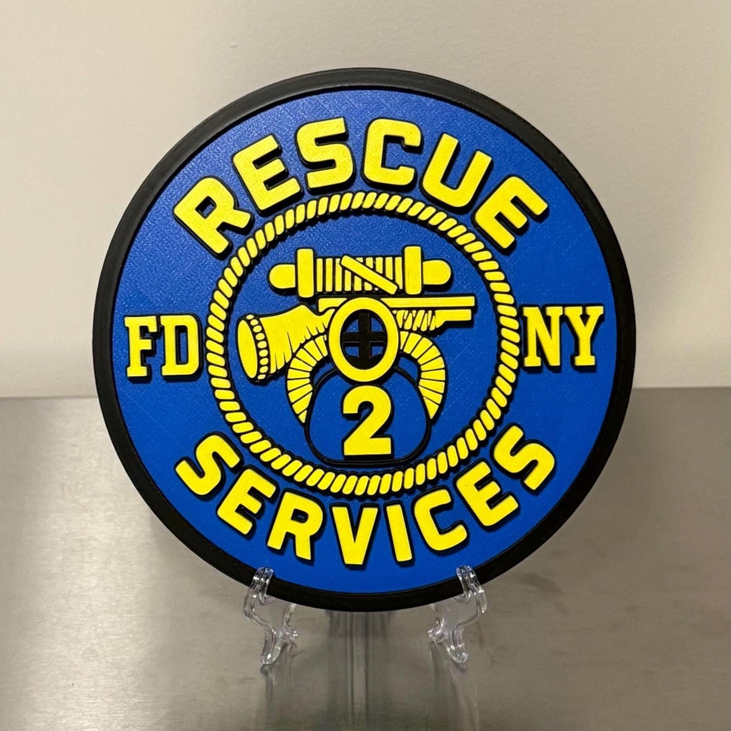 FDNY RESCUE 2, 3, 4 3D Embossed Display Plaque 9" Firefighter Gift, First Responder Firehouse