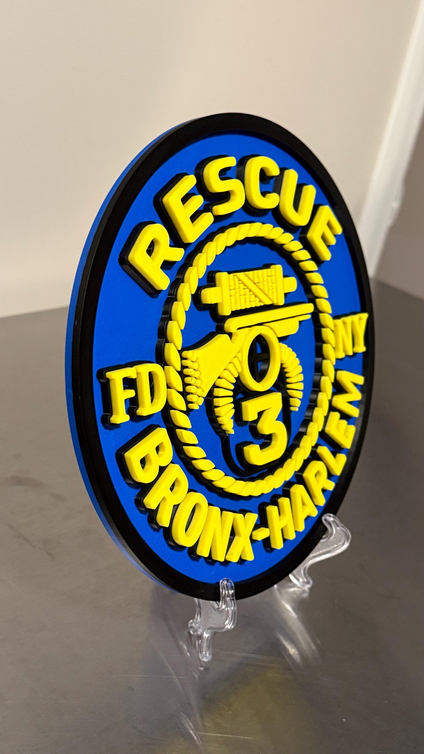 FDNY RESCUE 2, 3, 4 3D Embossed Display Plaque 9" Firefighter Gift, First Responder Firehouse