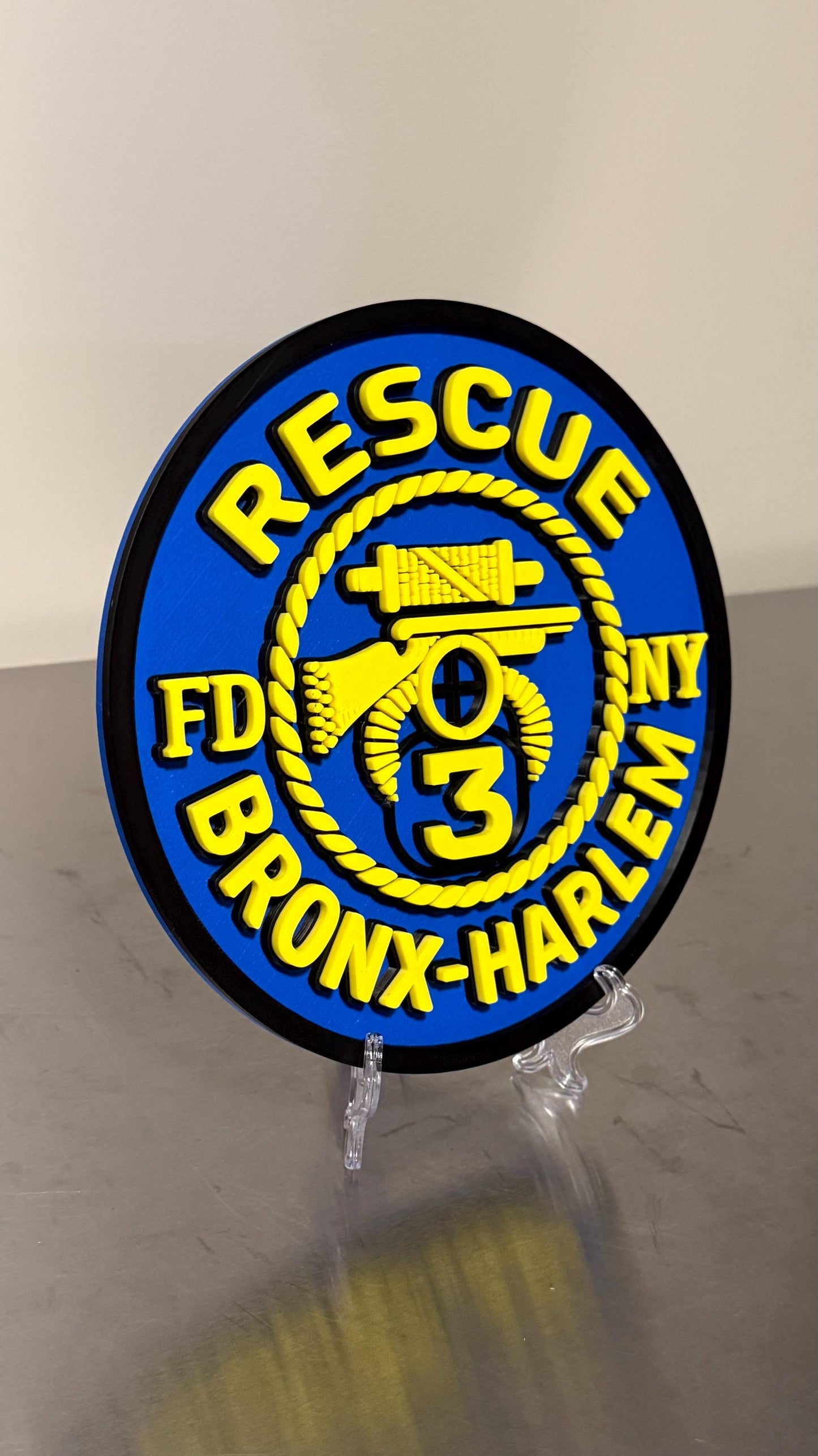 FDNY RESCUE 2, 3, 4 3D Embossed Display Plaque 9" Firefighter Gift, First Responder Firehouse