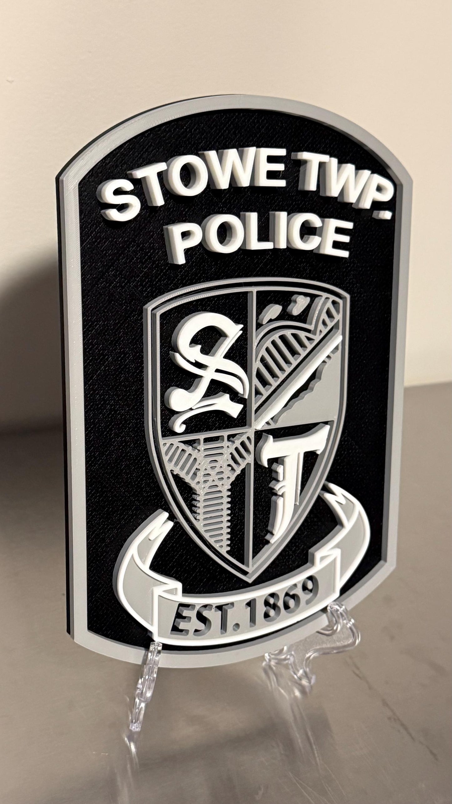 Stowe TWP Police Plaque 3D Embossed First Responder Wall Art PA Pennsylvania