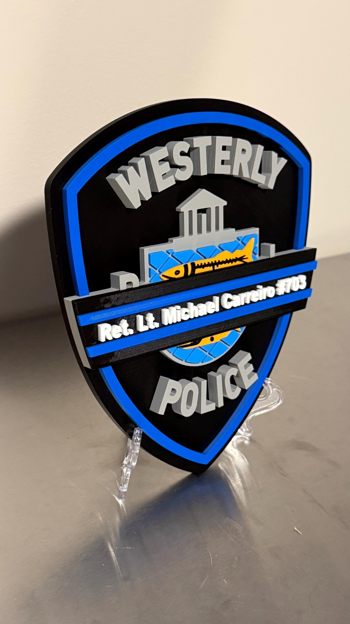 Westerly Rhode Island Police 3D Plaque: First Responder Wall Art