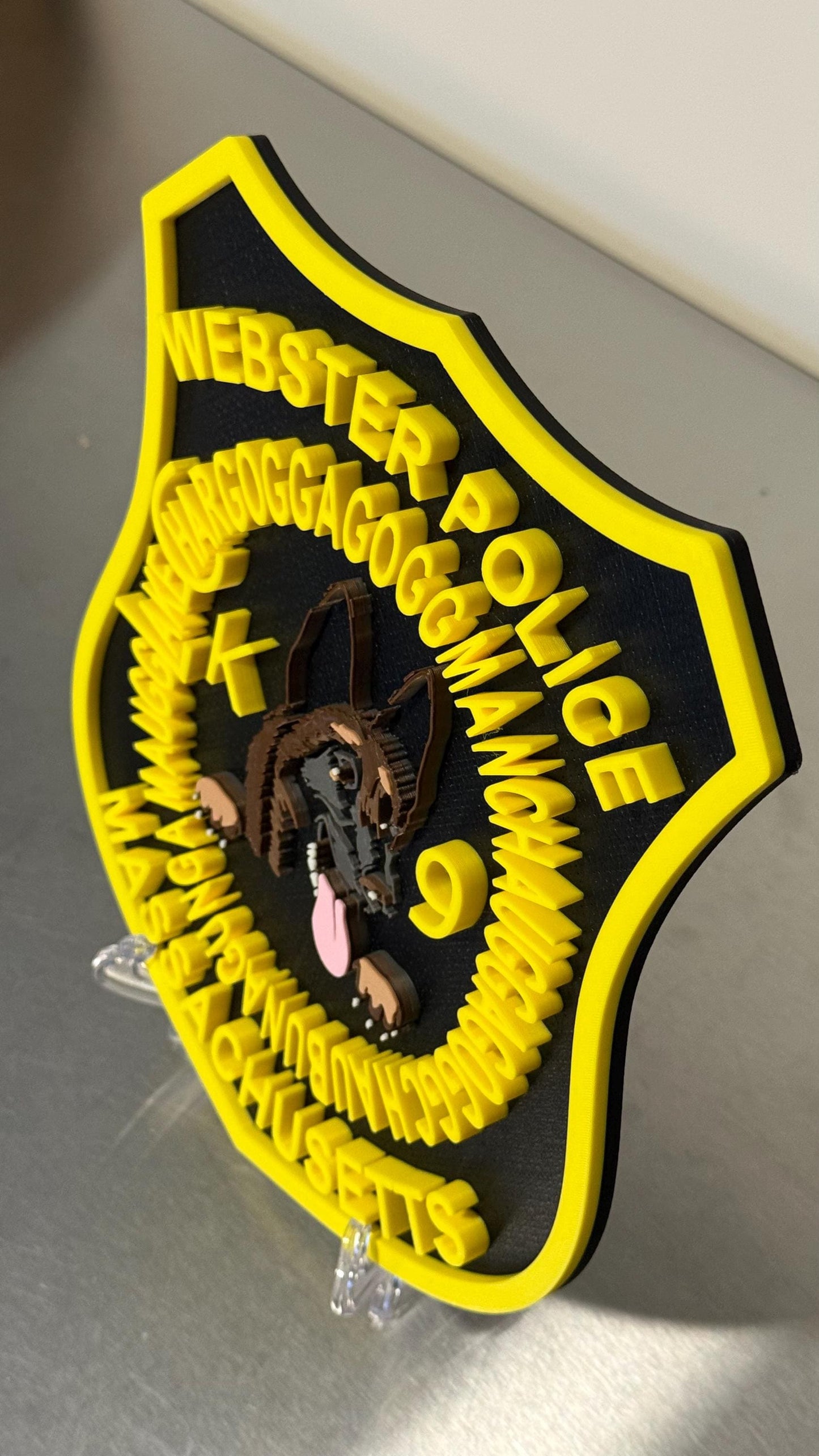 Webster Police K9 Plaque, 3D Embossed Wall Art (Massachusetts First Responder) Massachusetts